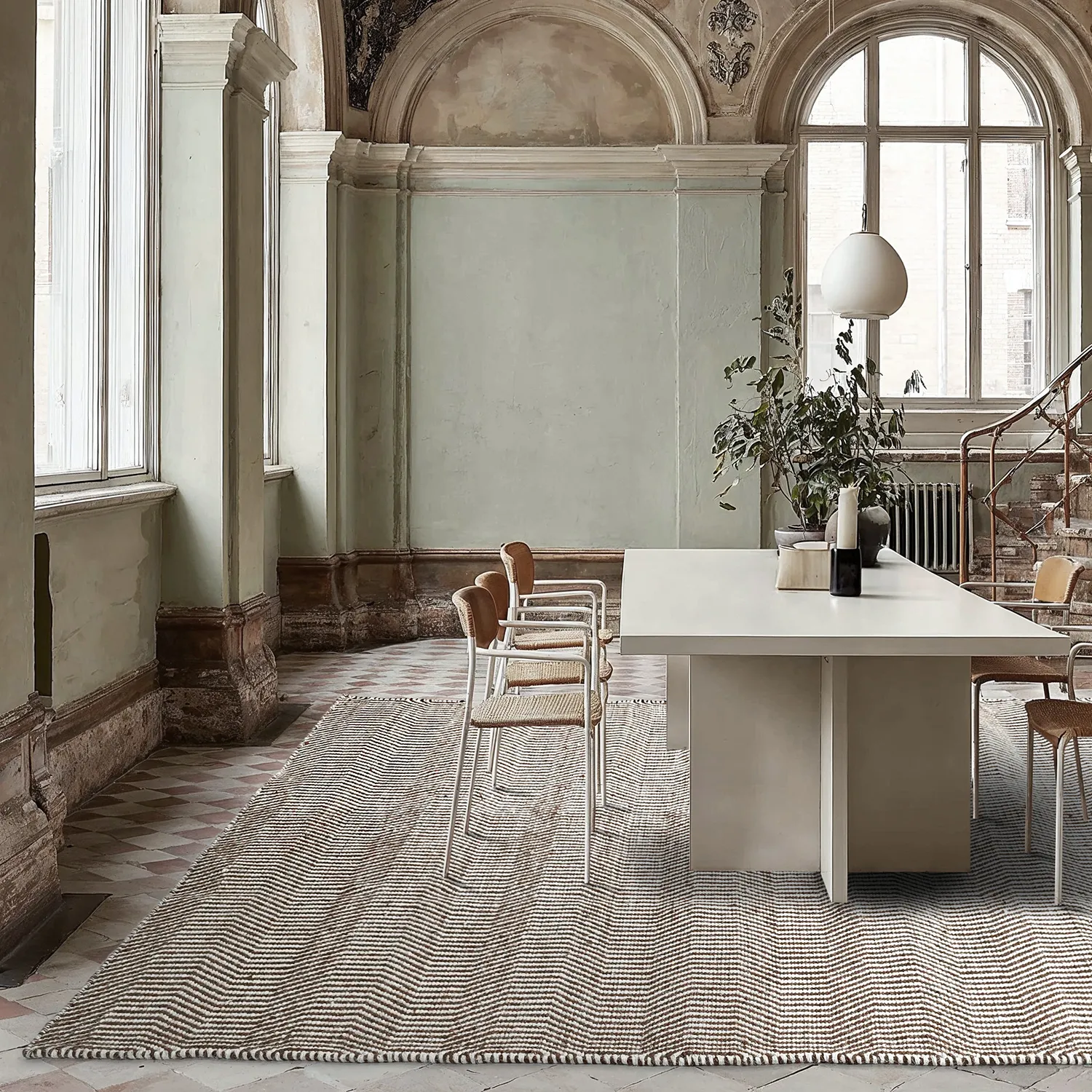 Wool rug - Larkana (brown/white)