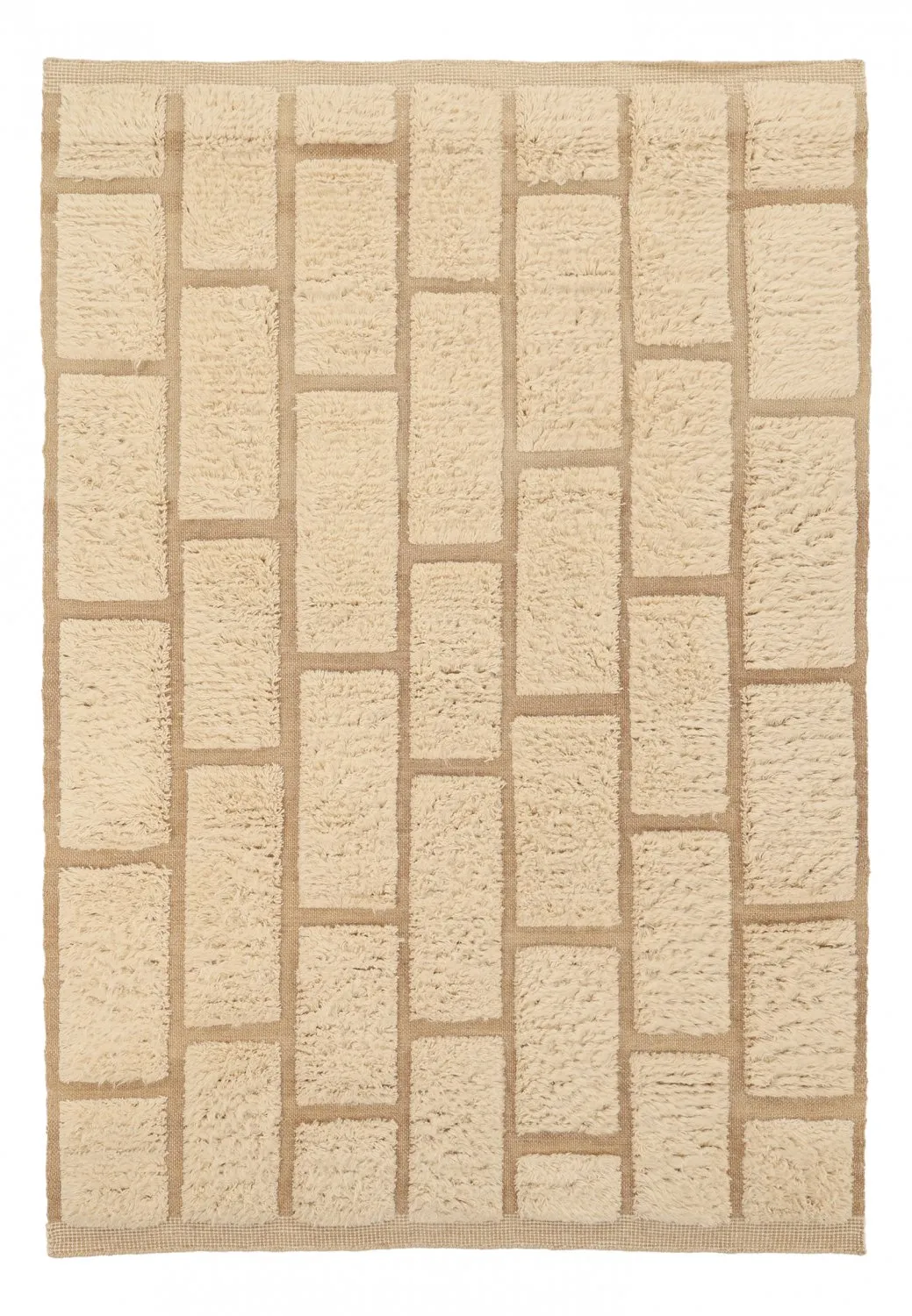 Shaggy rugs - Leknes Hand Woven Wool Shaggy (cream)