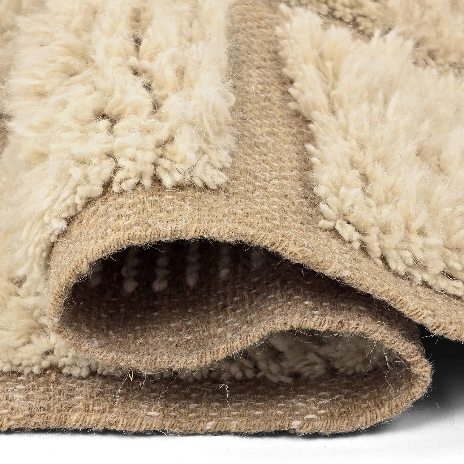 Shaggy rugs - Leknes Hand Woven Wool Shaggy (cream)