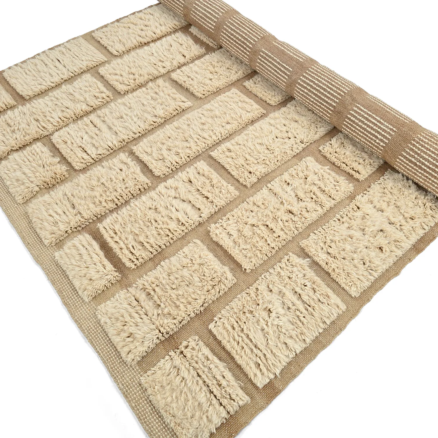 Shaggy rugs - Leknes Hand Woven Wool Shaggy (cream)