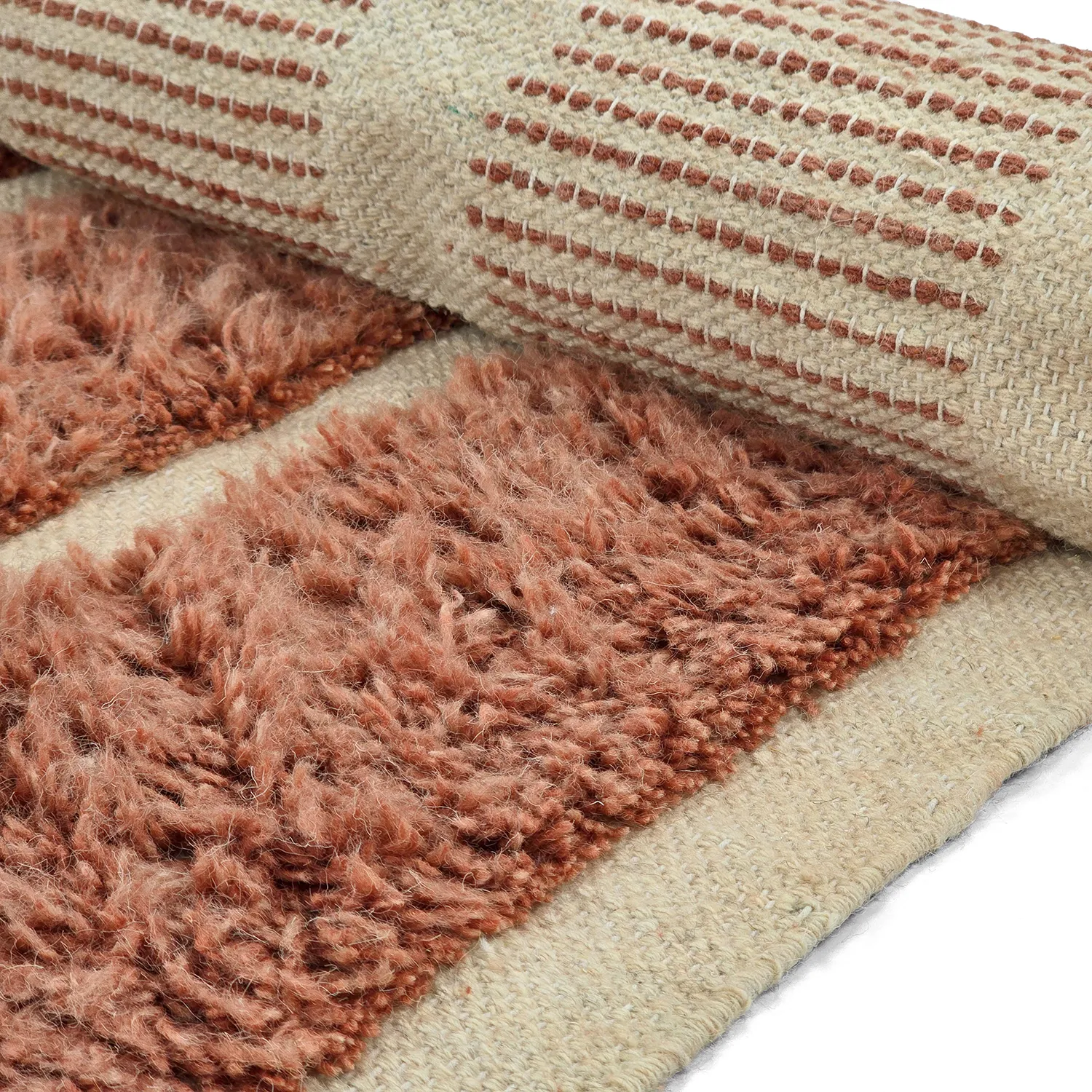 Shaggy rugs - Leknes Hand Woven Wool Shaggy (terracotta)