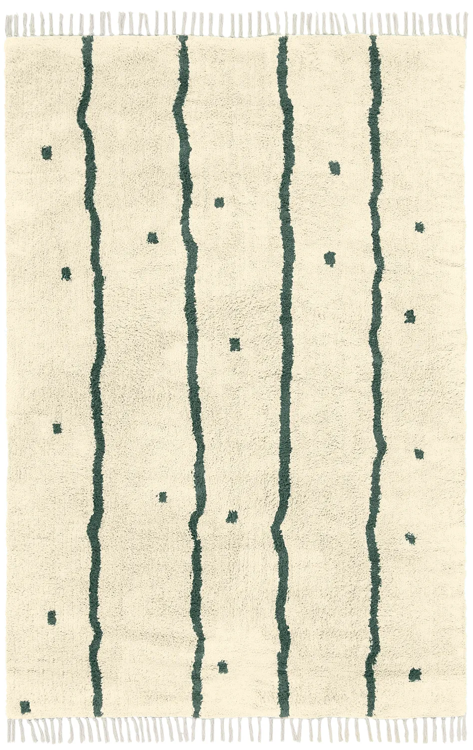 Shaggy rugs - Leora Natural Cotton Shaggy (beige/green)