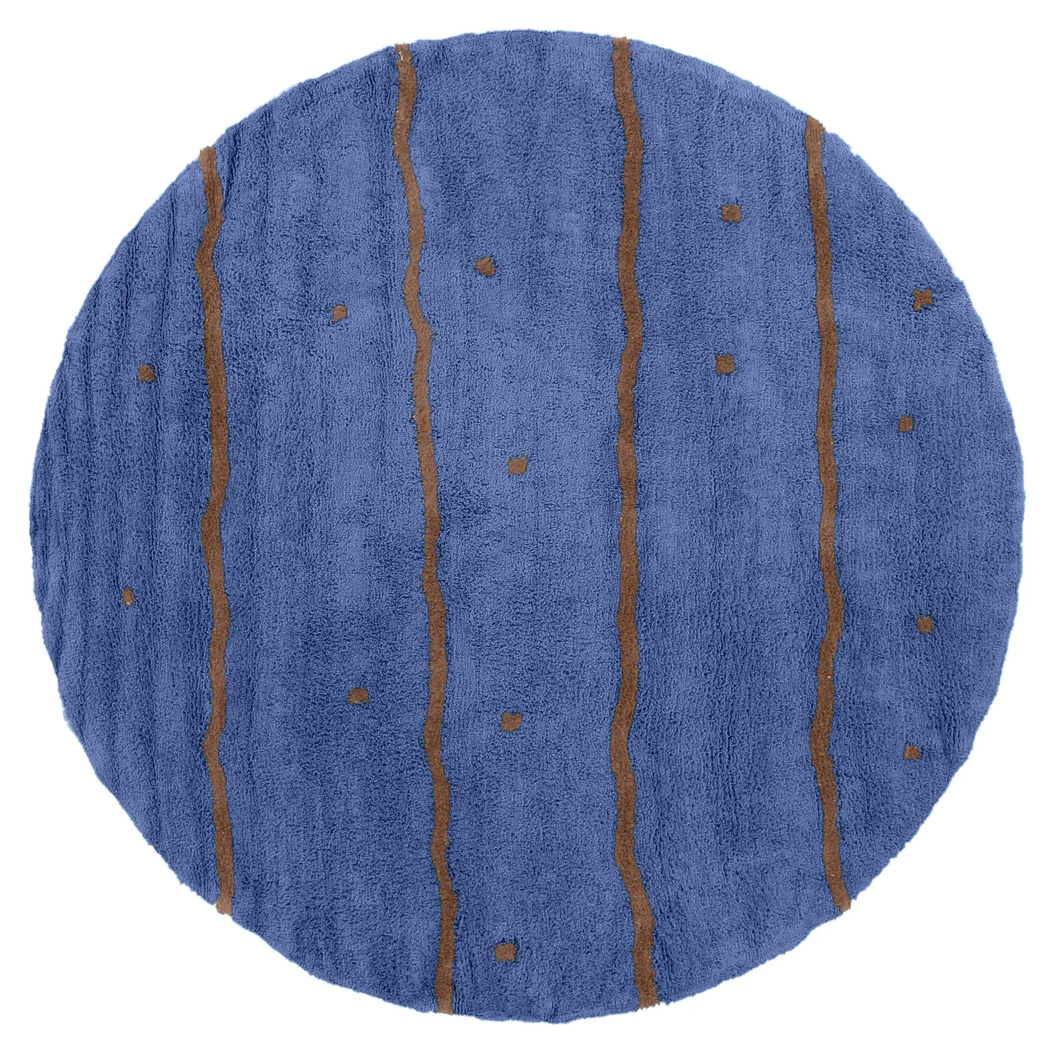 Round rug - Leora Natural Cotton Shaggy (blue/brown)