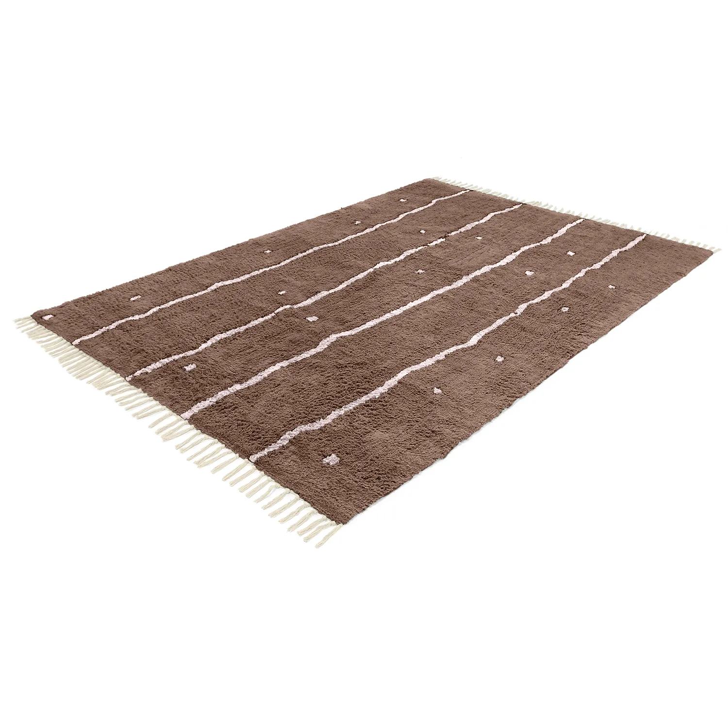 Shaggy rugs - Leora Natural Cotton Shaggy (brown/purple)