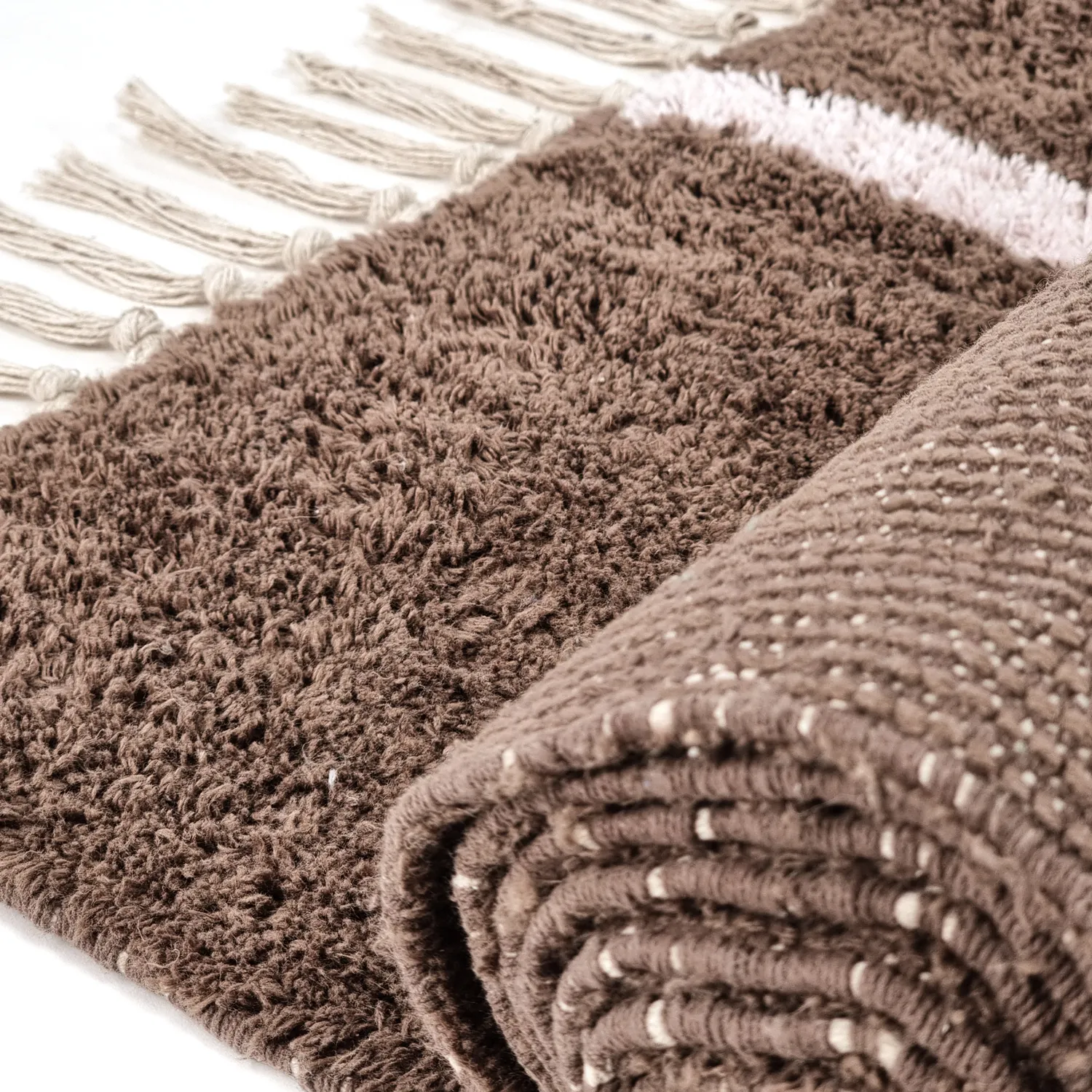 Shaggy rugs - Leora Natural Cotton Shaggy (brown/purple)