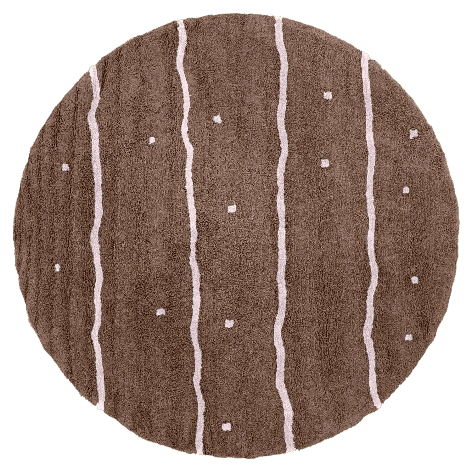 Round rug - Leora Natural Cotton Shaggy (brown/purple)