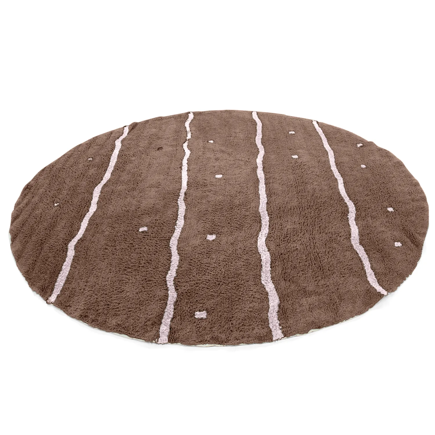 Round rug - Leora Natural Cotton Shaggy (brown/purple)