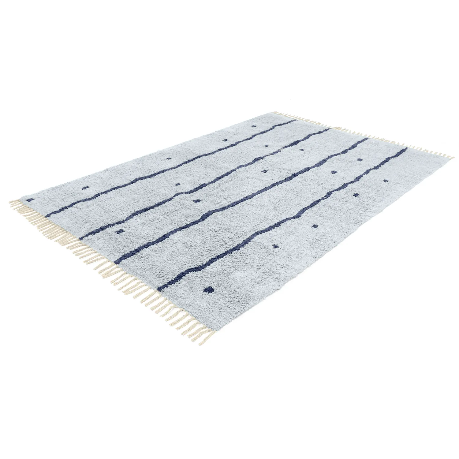 Shaggy rugs - Leora Natural Cotton Shaggy (grey/blue)