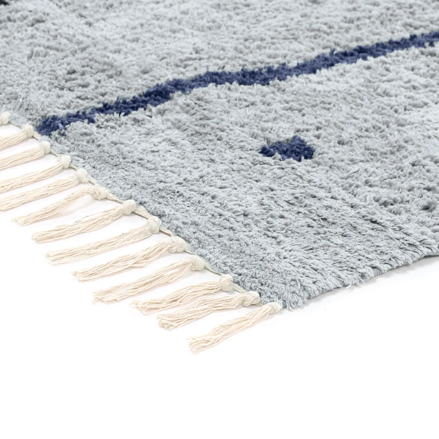 Shaggy rugs - Leora Natural Cotton Shaggy (grey/blue)