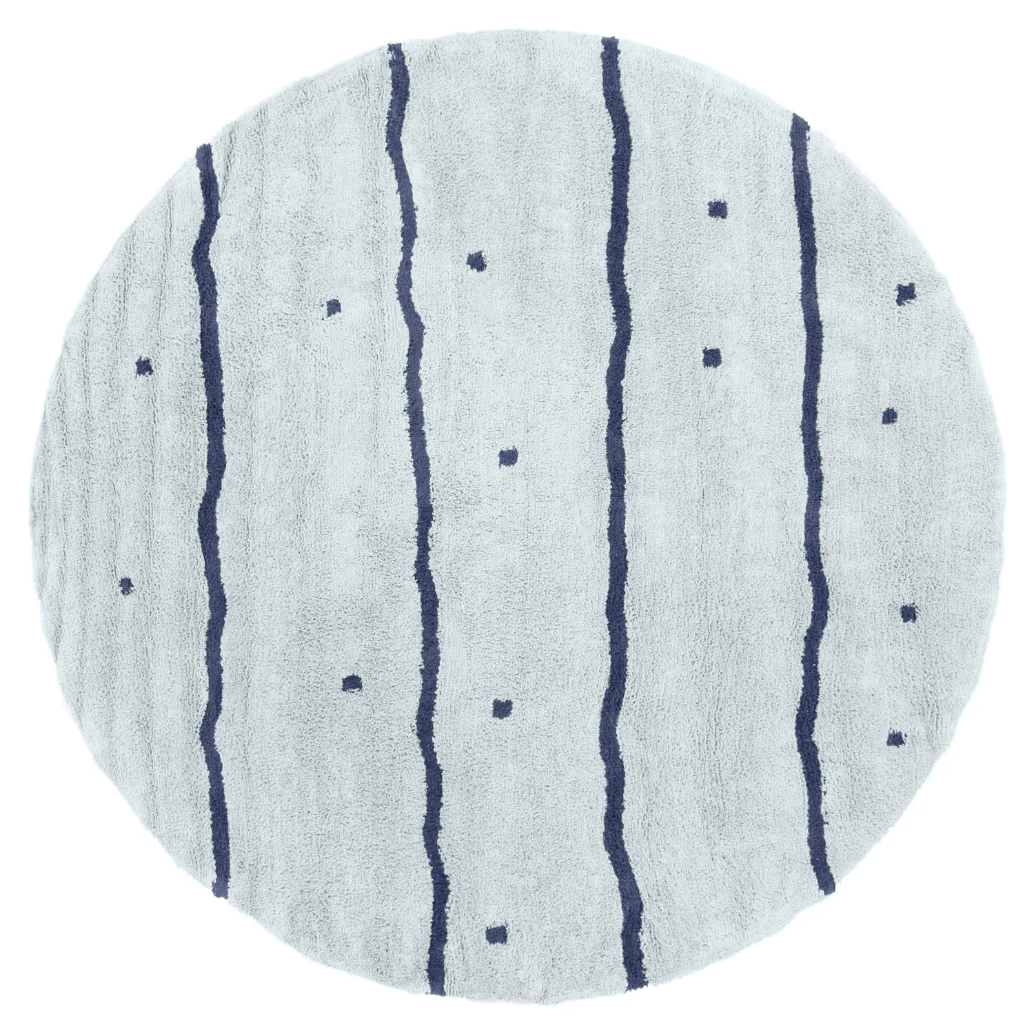 Round rug - Leora Natural Cotton Shaggy (grey/blue)