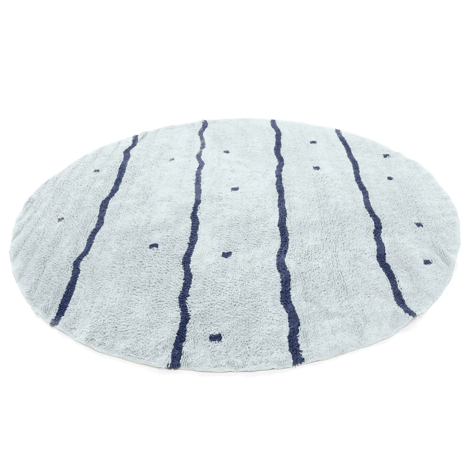 Round rug - Leora Natural Cotton Shaggy (grey/blue)