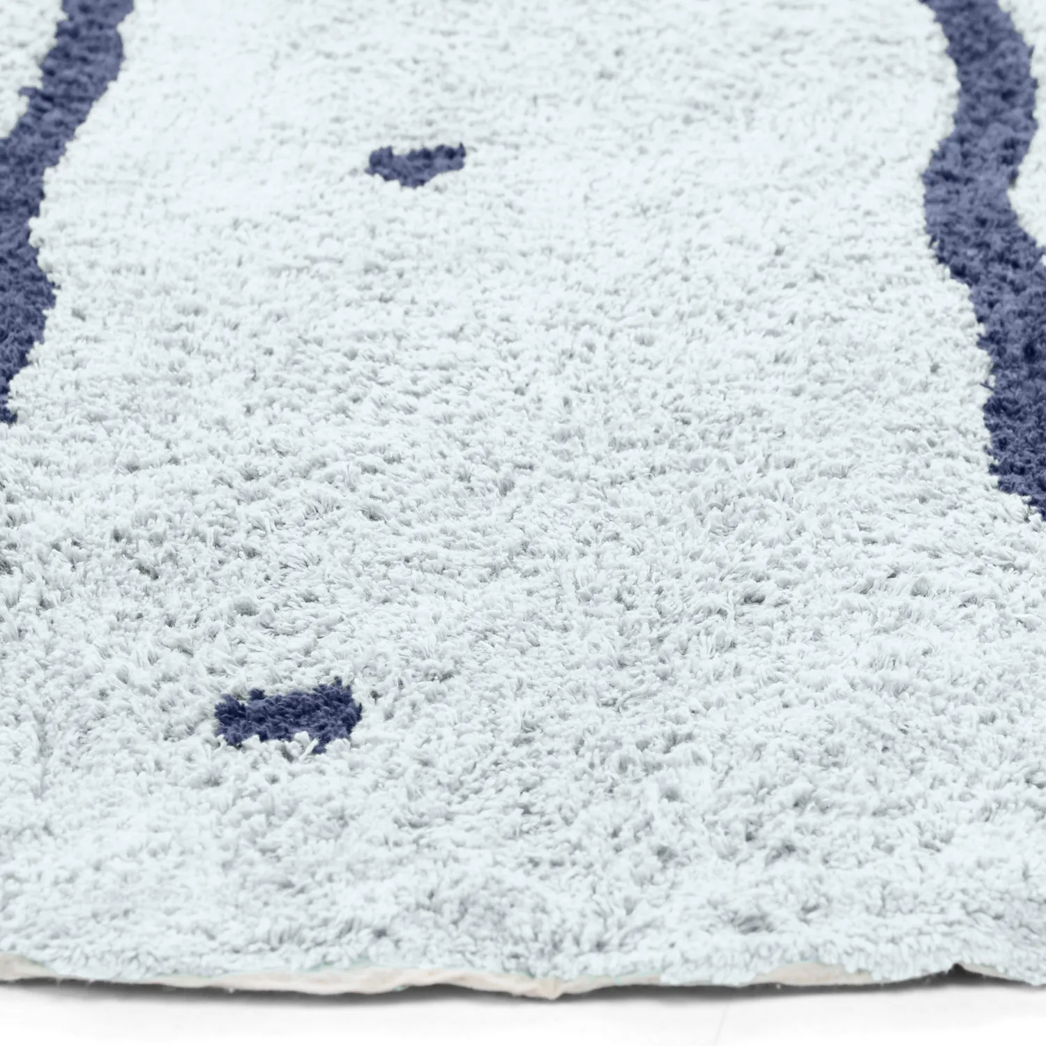 Round rug - Leora Natural Cotton Shaggy (grey/blue)