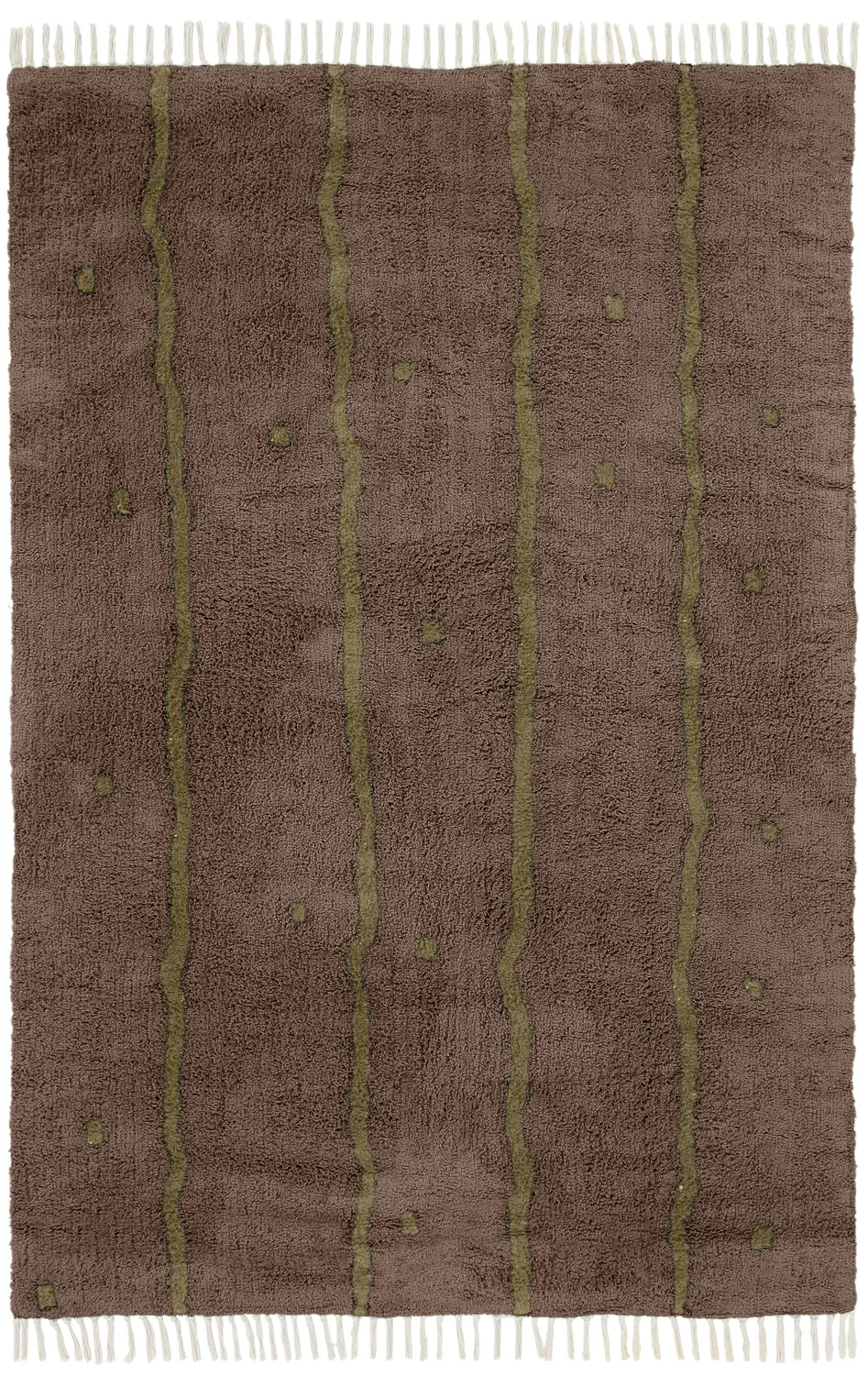 Shaggy rugs - Leora Natural Cotton Shaggy (brown/olive)