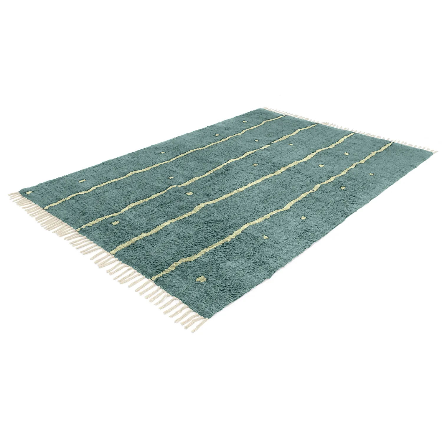 Shaggy rugs - Leora Natural Cotton Shaggy (green)