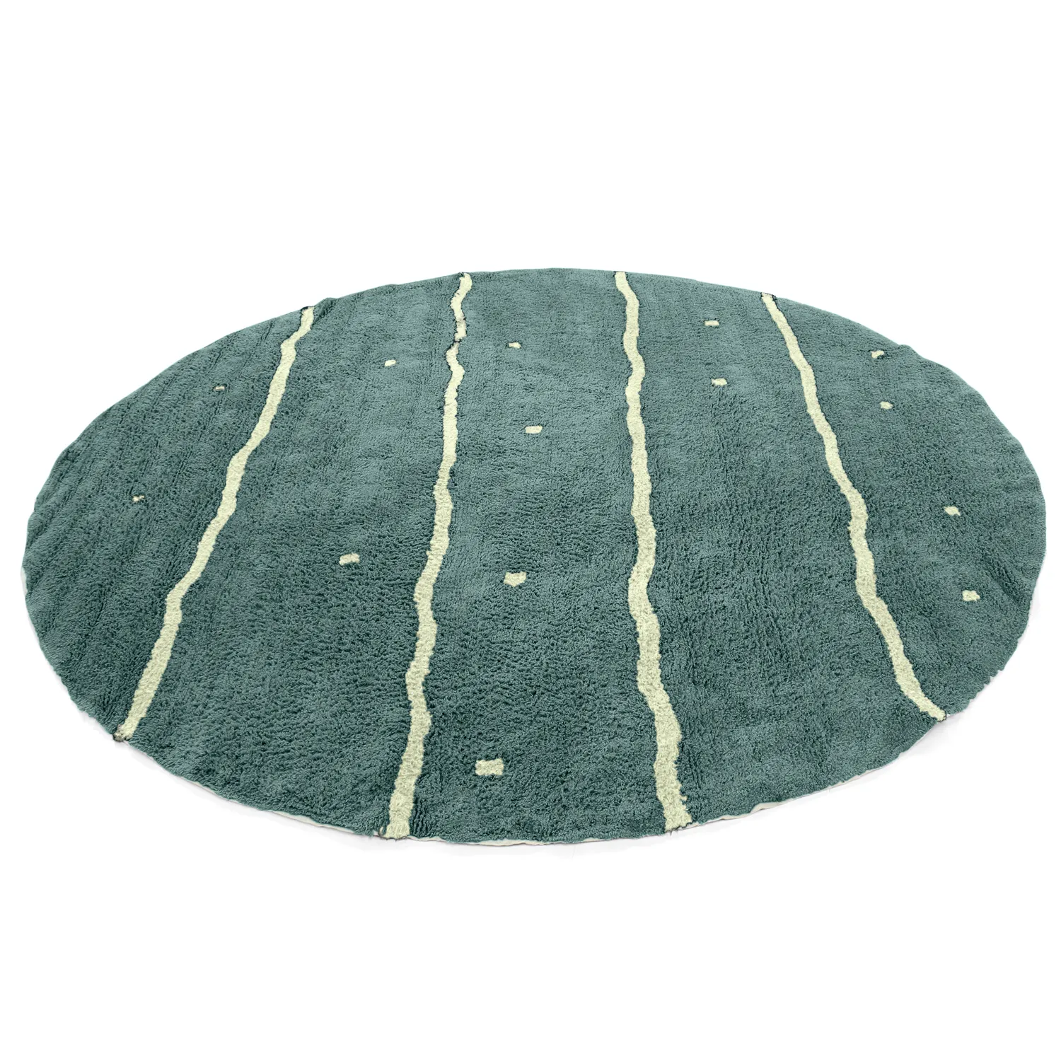 Round rug - Leora Natural Cotton Shaggy (green)