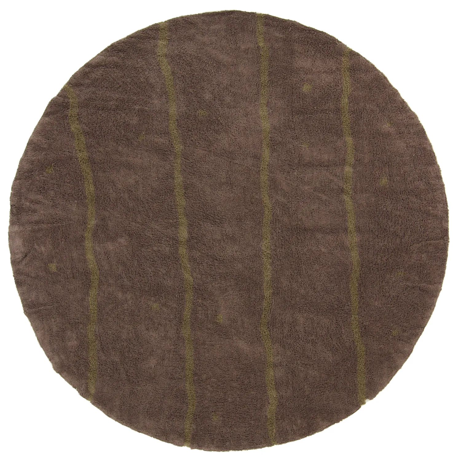 Round rug - Leora Natural Cotton Shaggy (brown/olive)