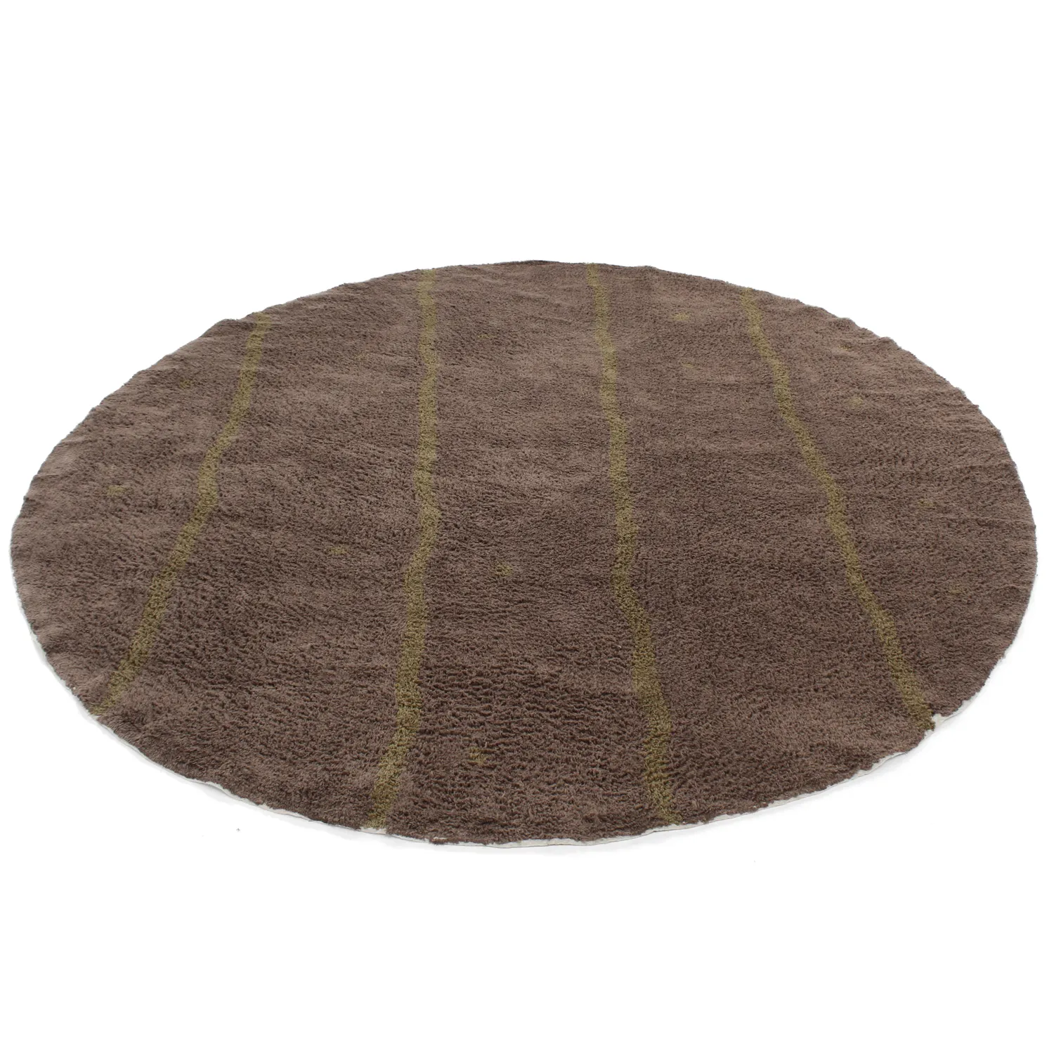 Round rug - Leora Natural Cotton Shaggy (brown/olive)