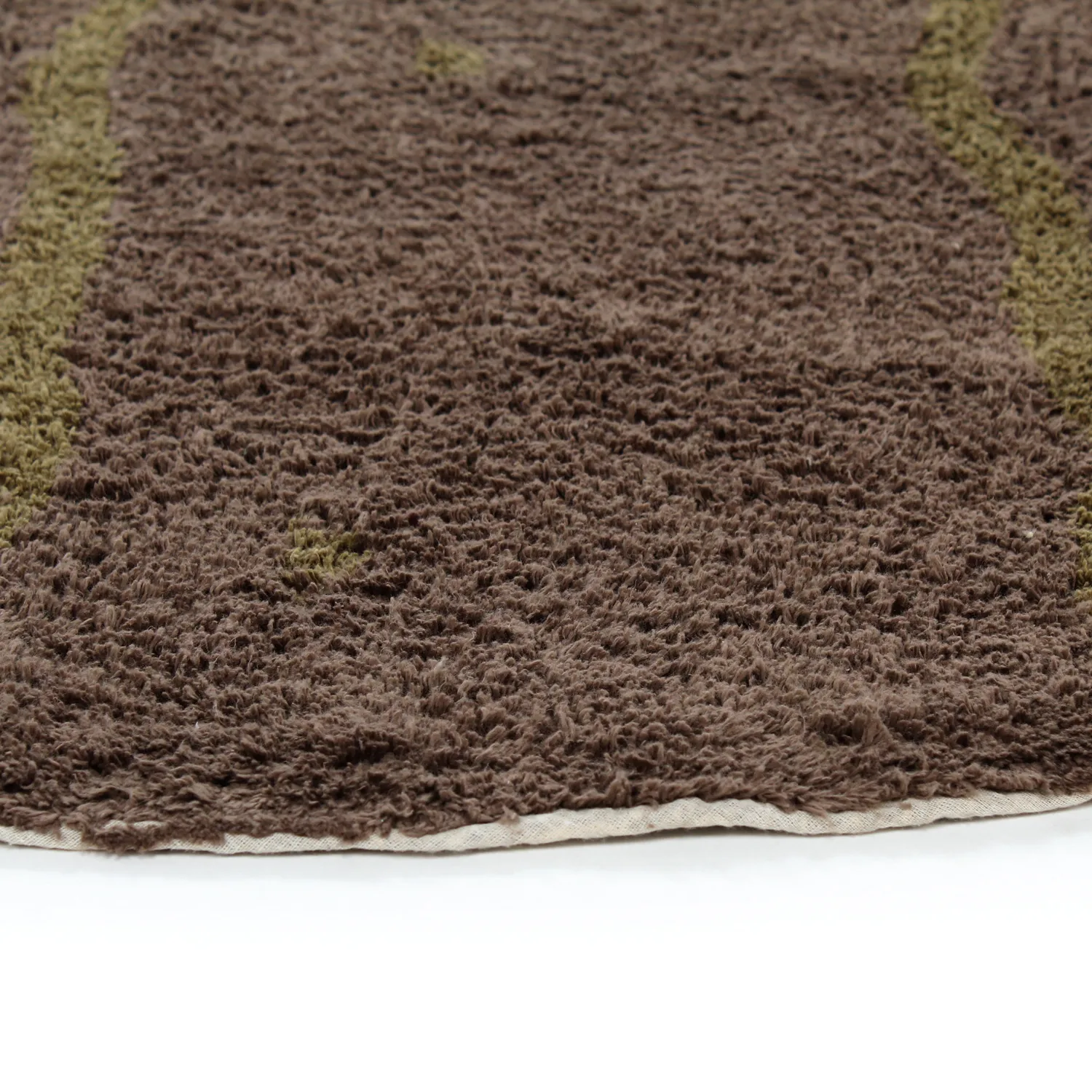 Round rug - Leora Natural Cotton Shaggy (brown/olive)
