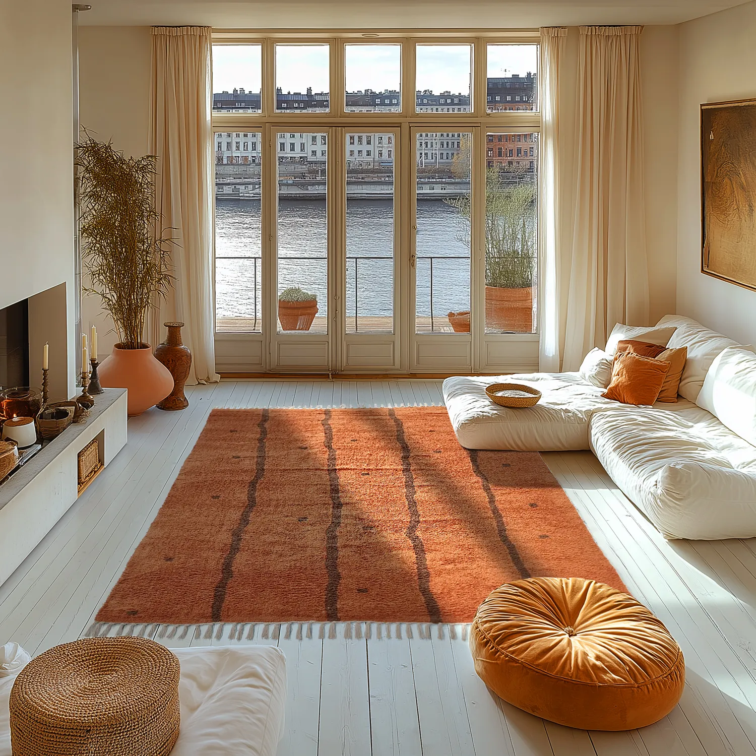 Shaggy rugs - Leora Natural Cotton Shaggy (orange/brown)