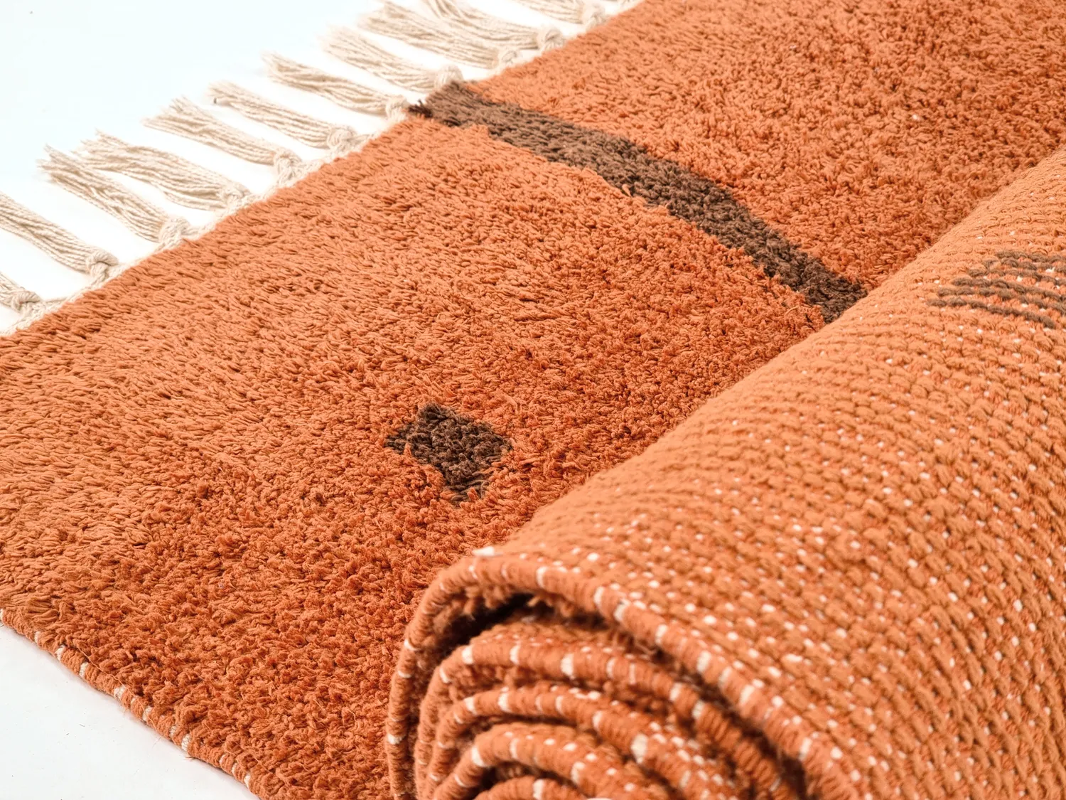 Shaggy rugs - Leora Natural Cotton Shaggy (orange/brown)