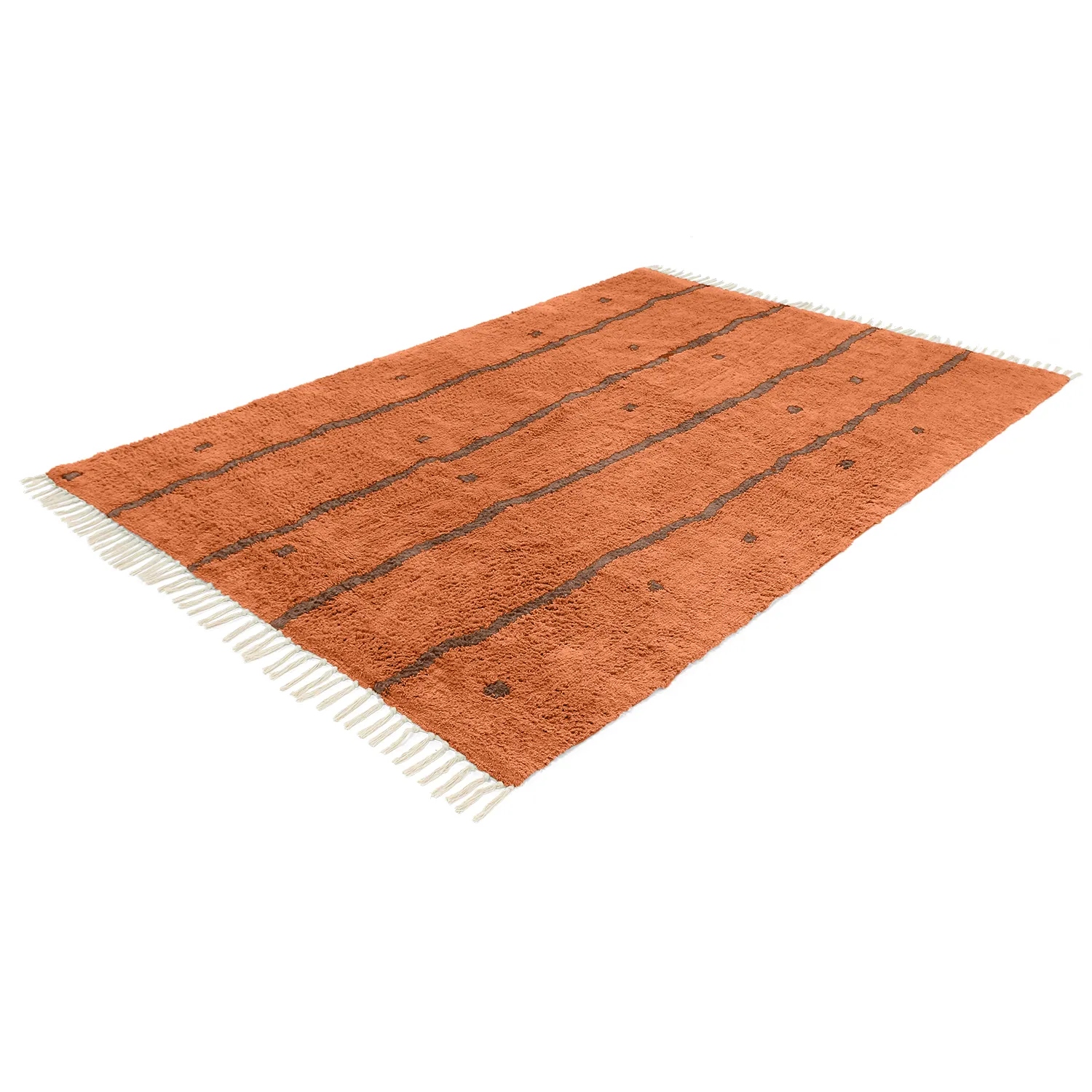 Shaggy rugs - Leora Natural Cotton Shaggy (orange/brown)
