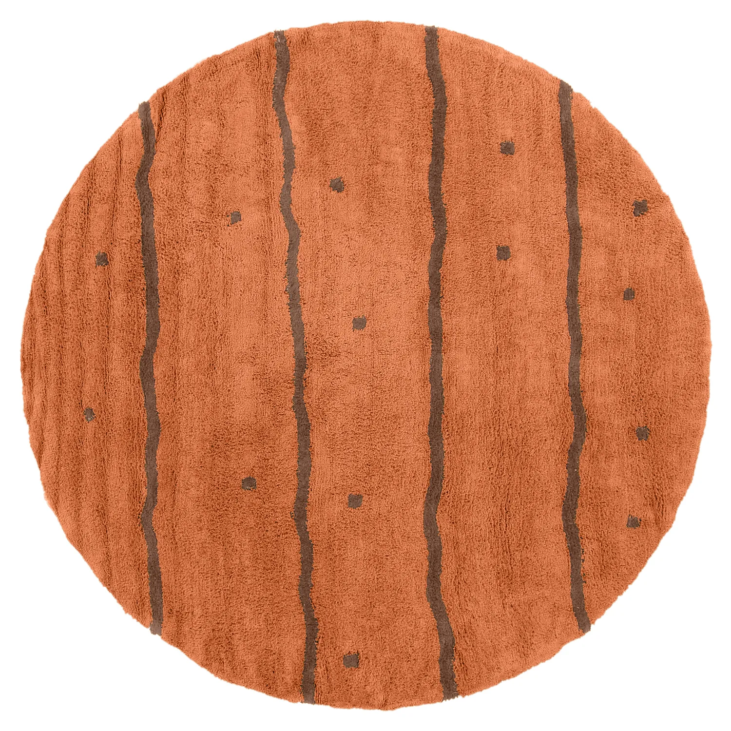 Round rug - Leora Natural Cotton Shaggy (orange/brown)