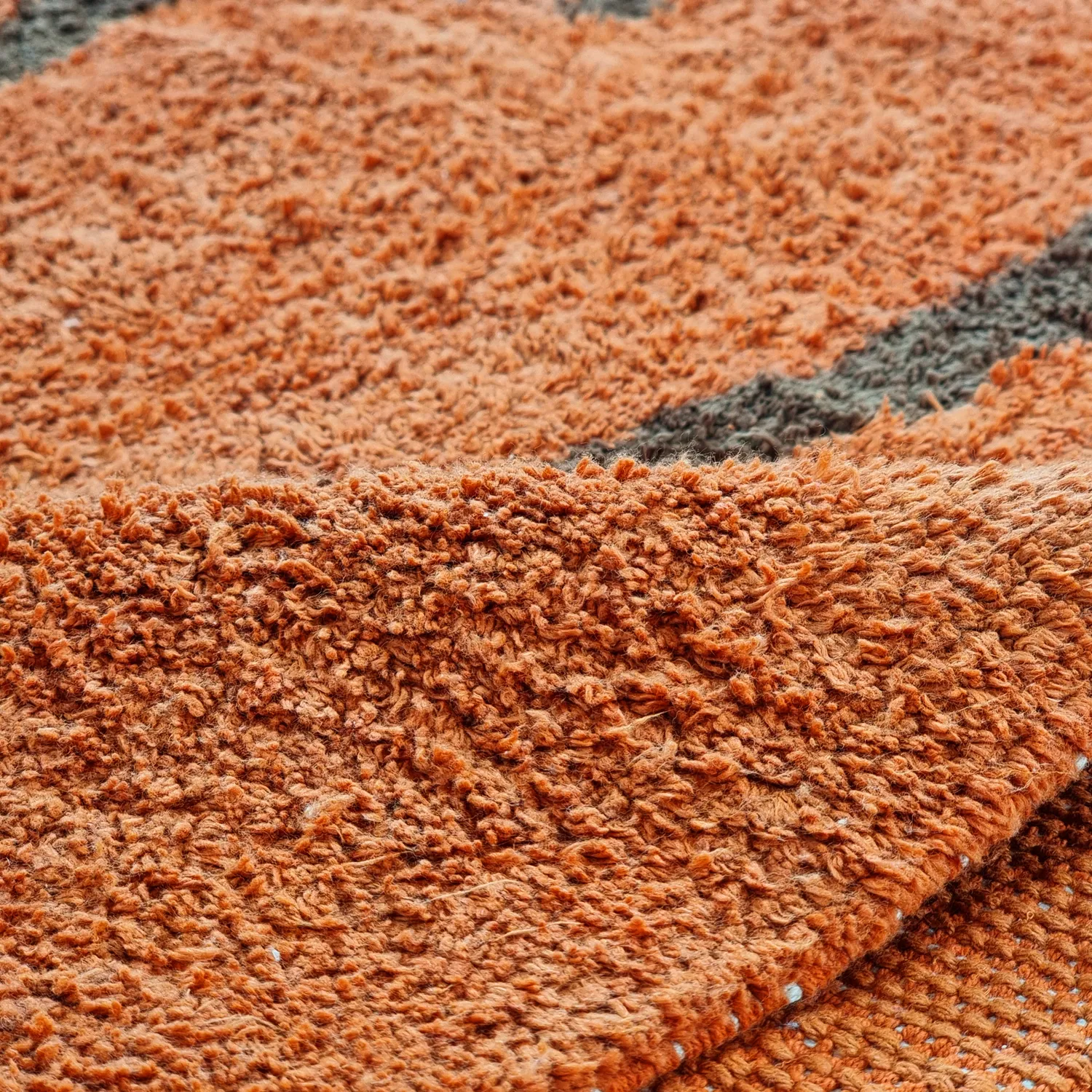 Round rug - Leora Natural Cotton Shaggy (orange/brown)