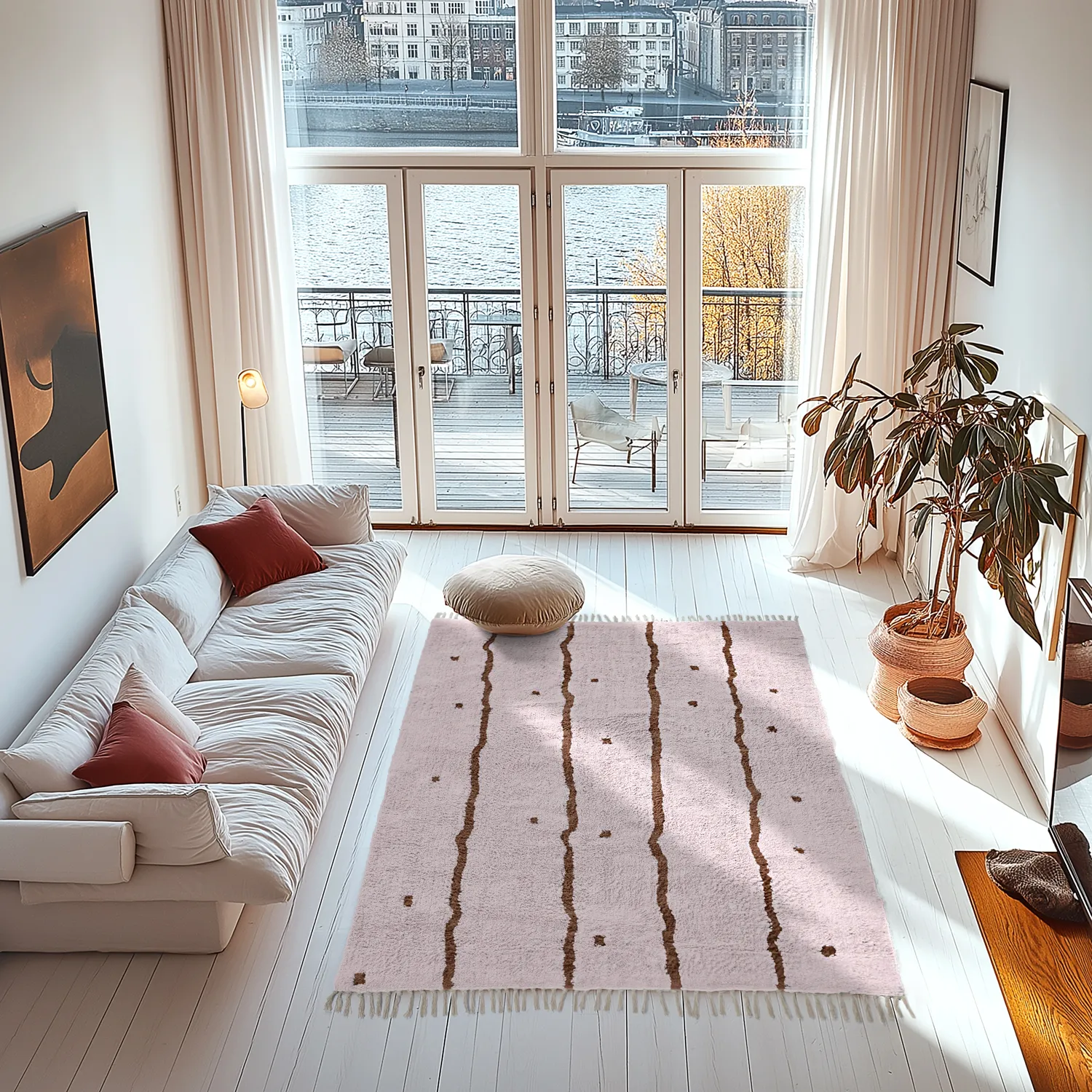 Shaggy rugs - Leora Natural Cotton Shaggy (pink/brown)