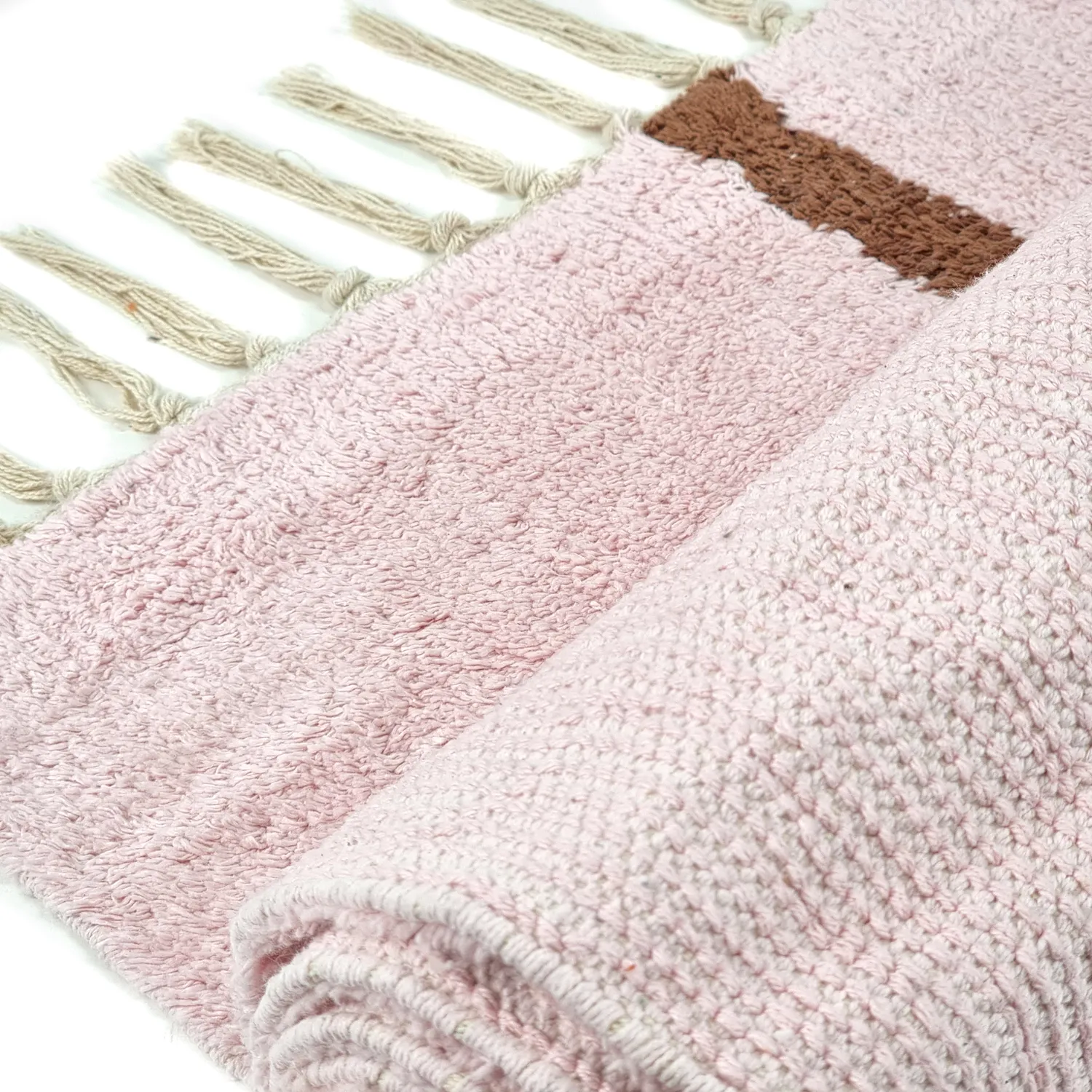Shaggy rugs - Leora Natural Cotton Shaggy (pink/brown)