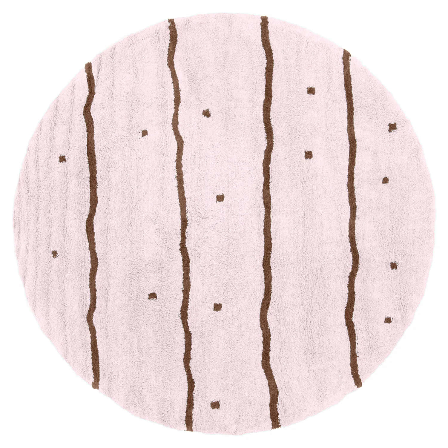 Round rug - Leora Natural Cotton Shaggy (pink/brown)