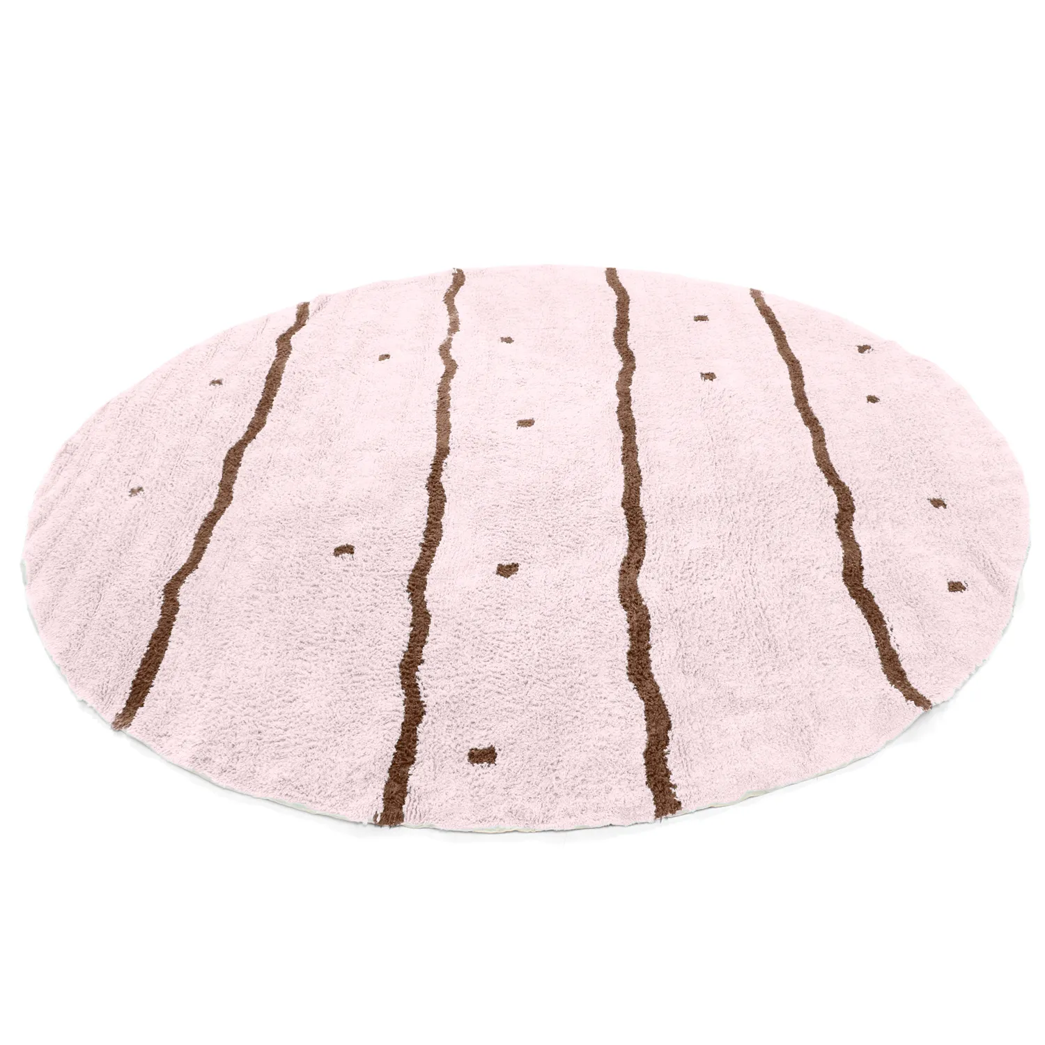 Round rug - Leora Natural Cotton Shaggy (pink/brown)