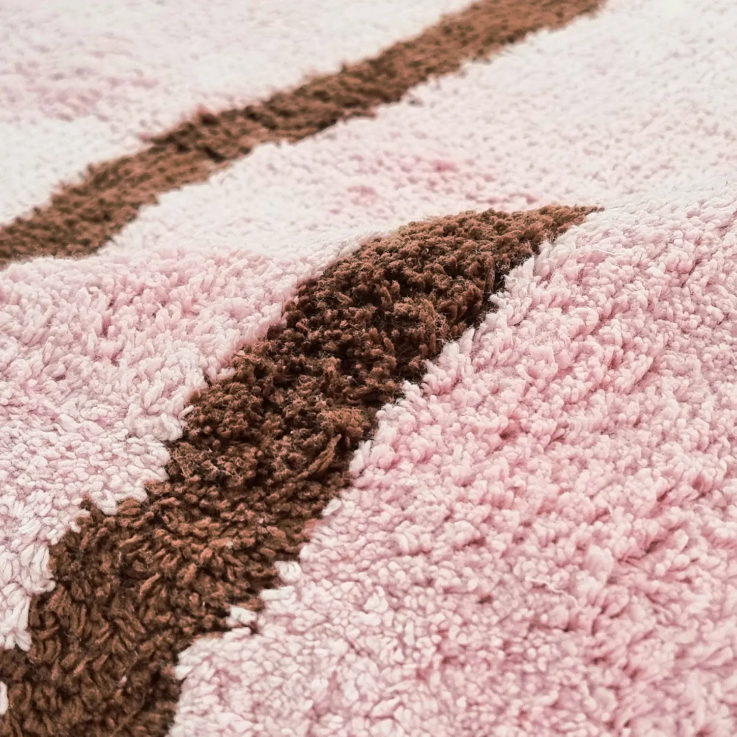Round rug - Leora Natural Cotton Shaggy (pink/brown)