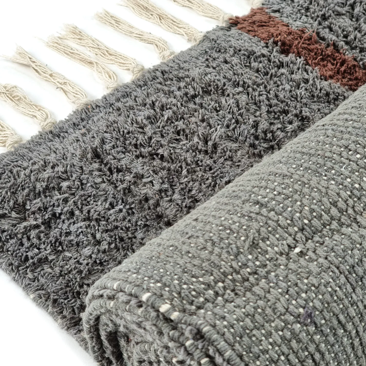 Shaggy rugs - Leora Natural Cotton Shaggy (black/brown)