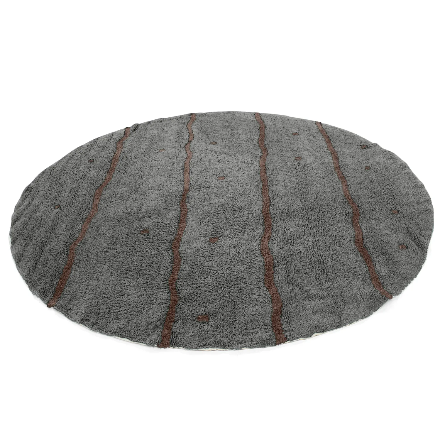 Round rug - Leora Natural Cotton Shaggy (black/brown)