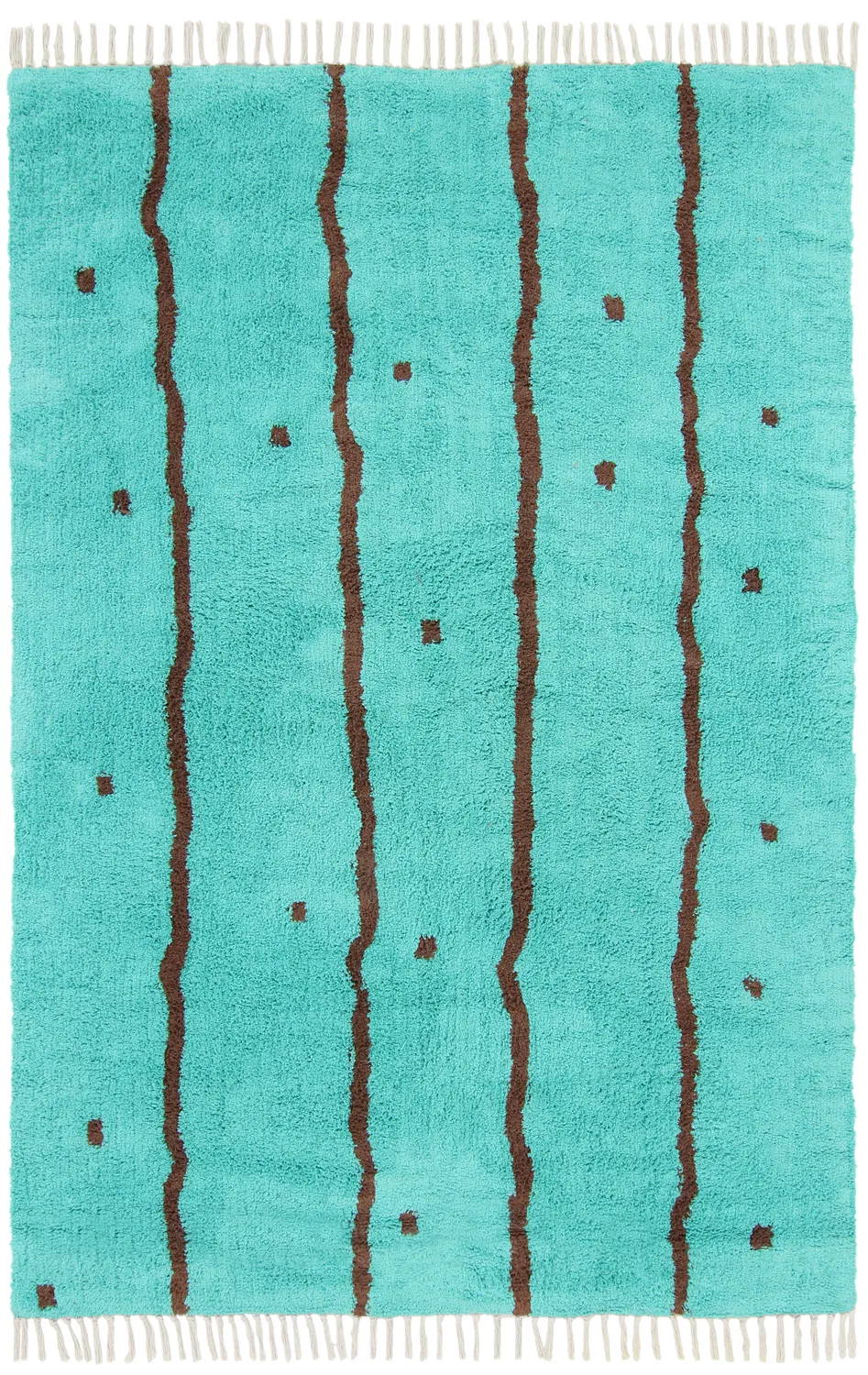 Shaggy rugs - Leora Natural Cotton Shaggy (turquoise/brown)