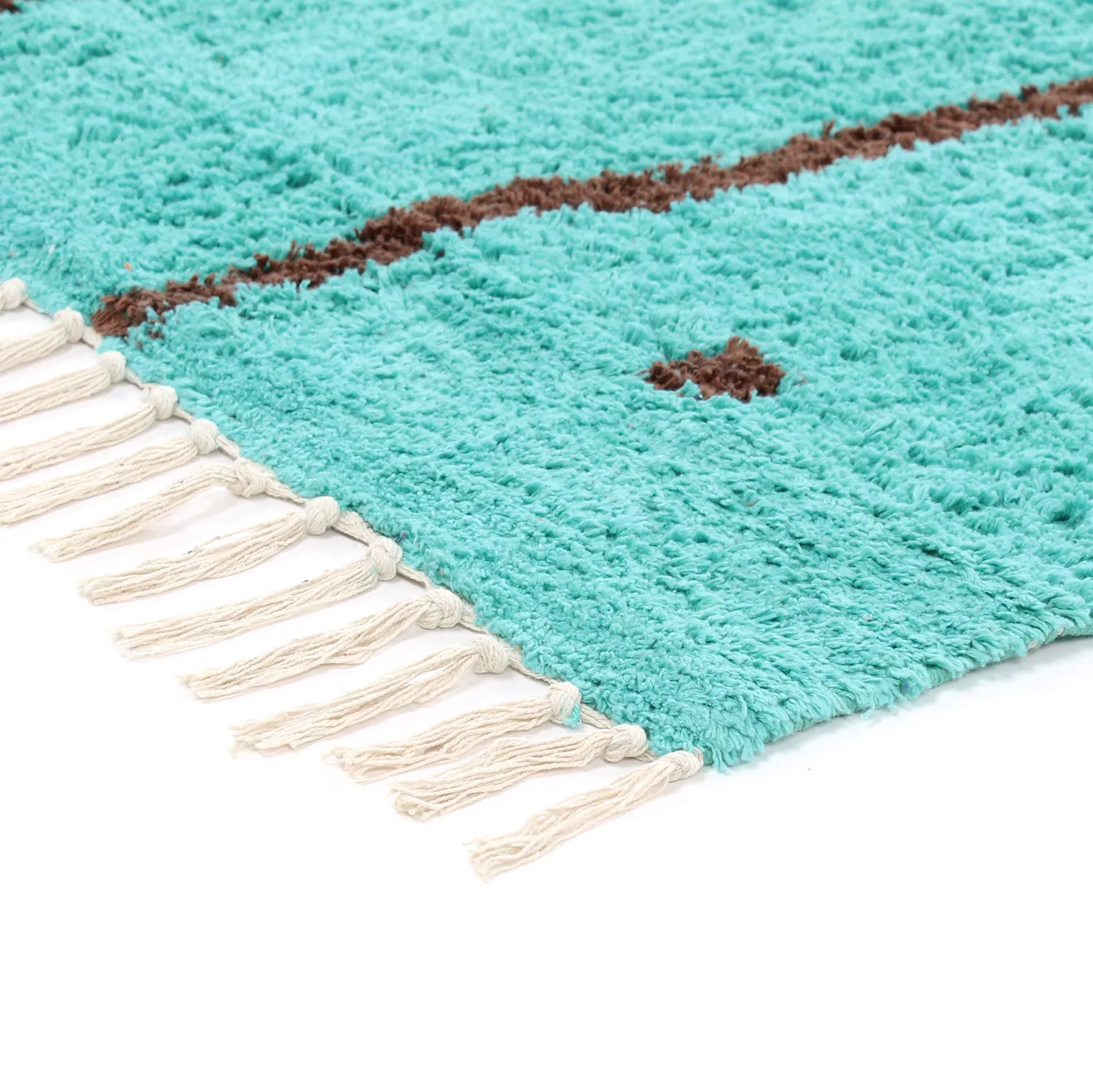 Shaggy rugs - Leora Natural Cotton Shaggy (turquoise/brown)