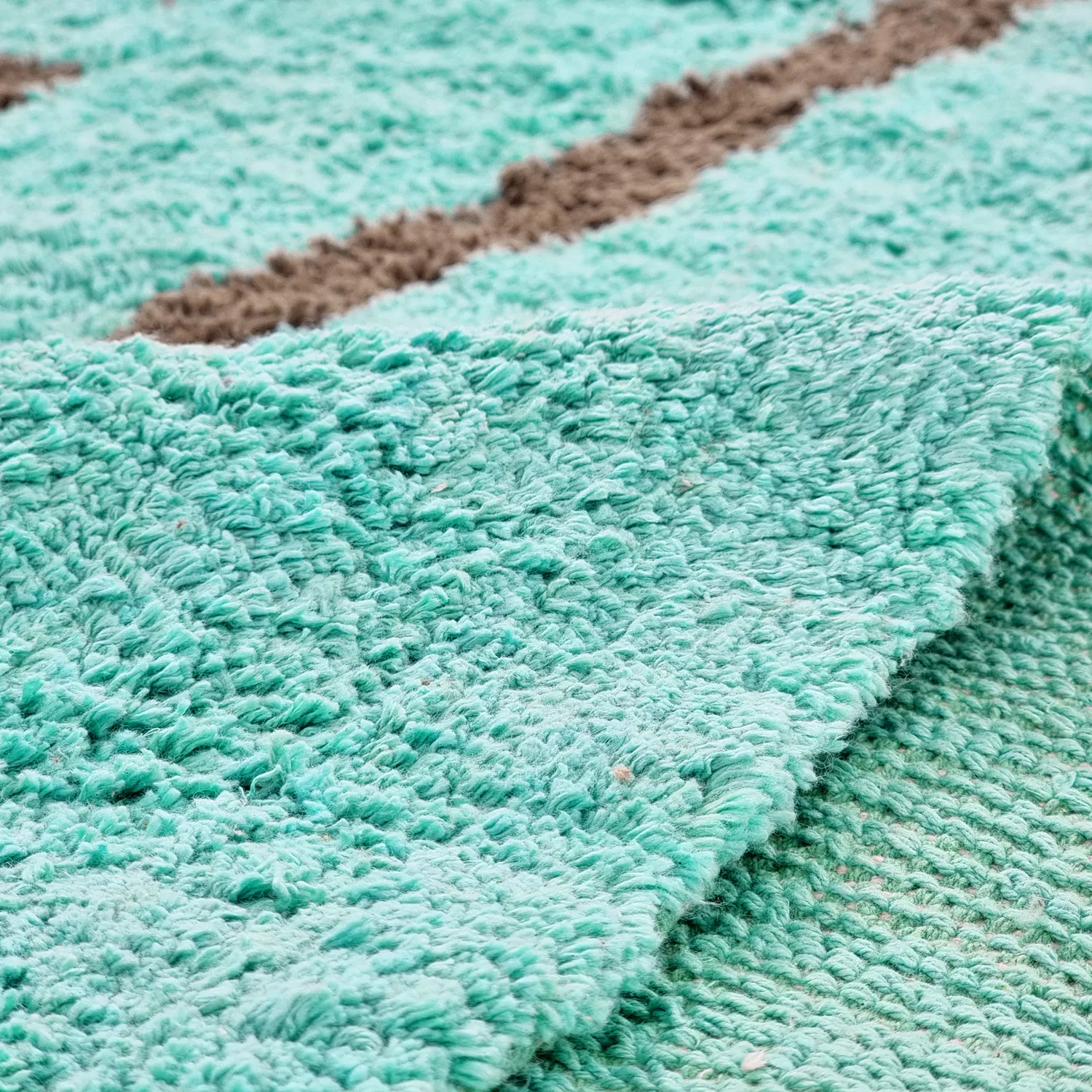 Round rug - Leora Natural Cotton Shaggy (turquoise/brown)