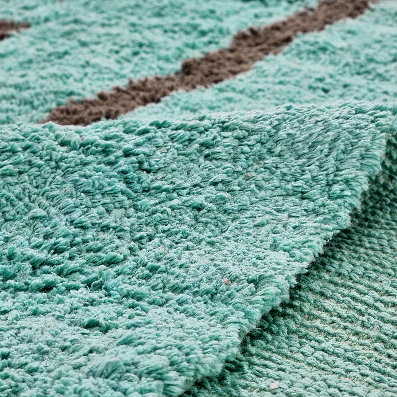 Shaggy rugs - Leora Natural Cotton Shaggy (turquoise/brown)