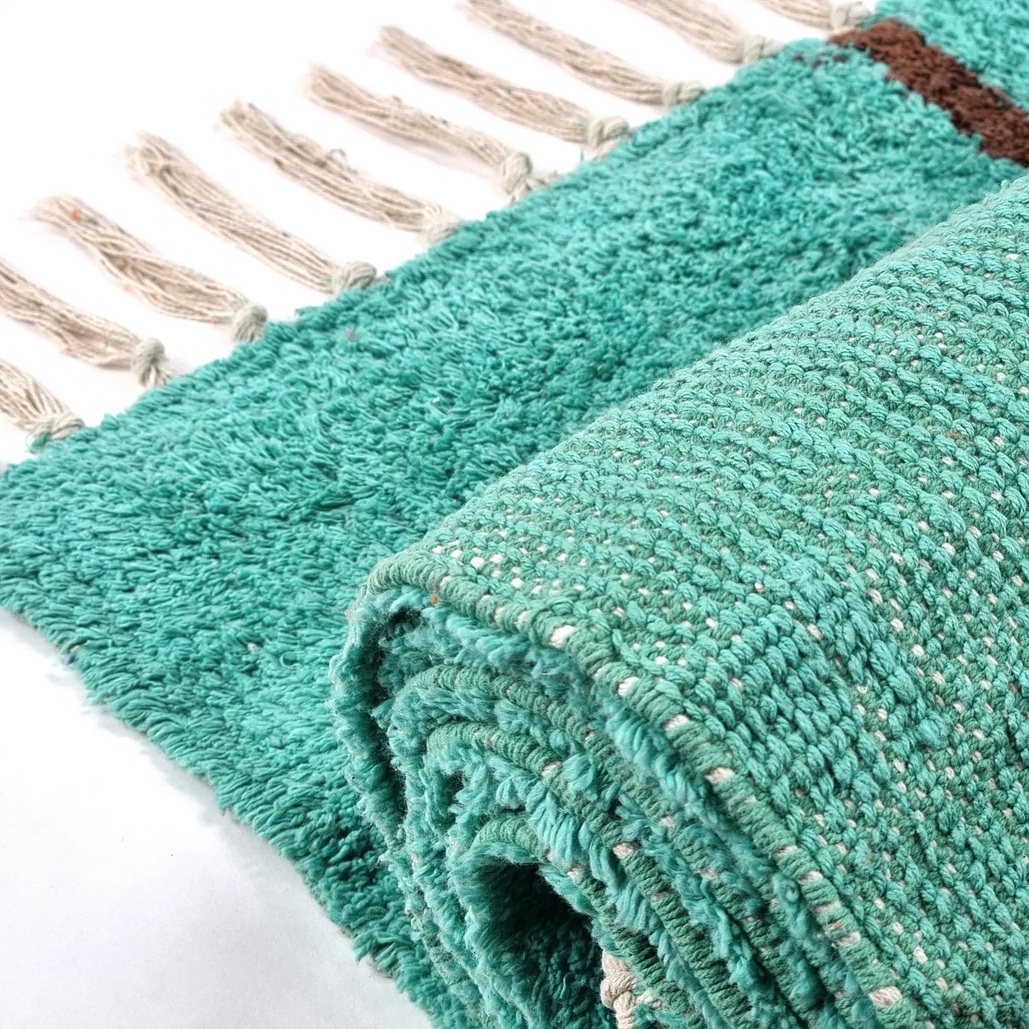 Shaggy rugs - Leora Natural Cotton Shaggy (turquoise/brown)