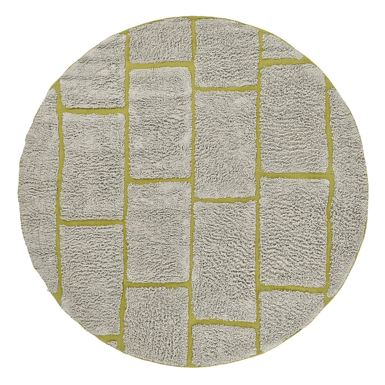 Round rug - Lindley Natural Cotton Shaggy (greige/green)