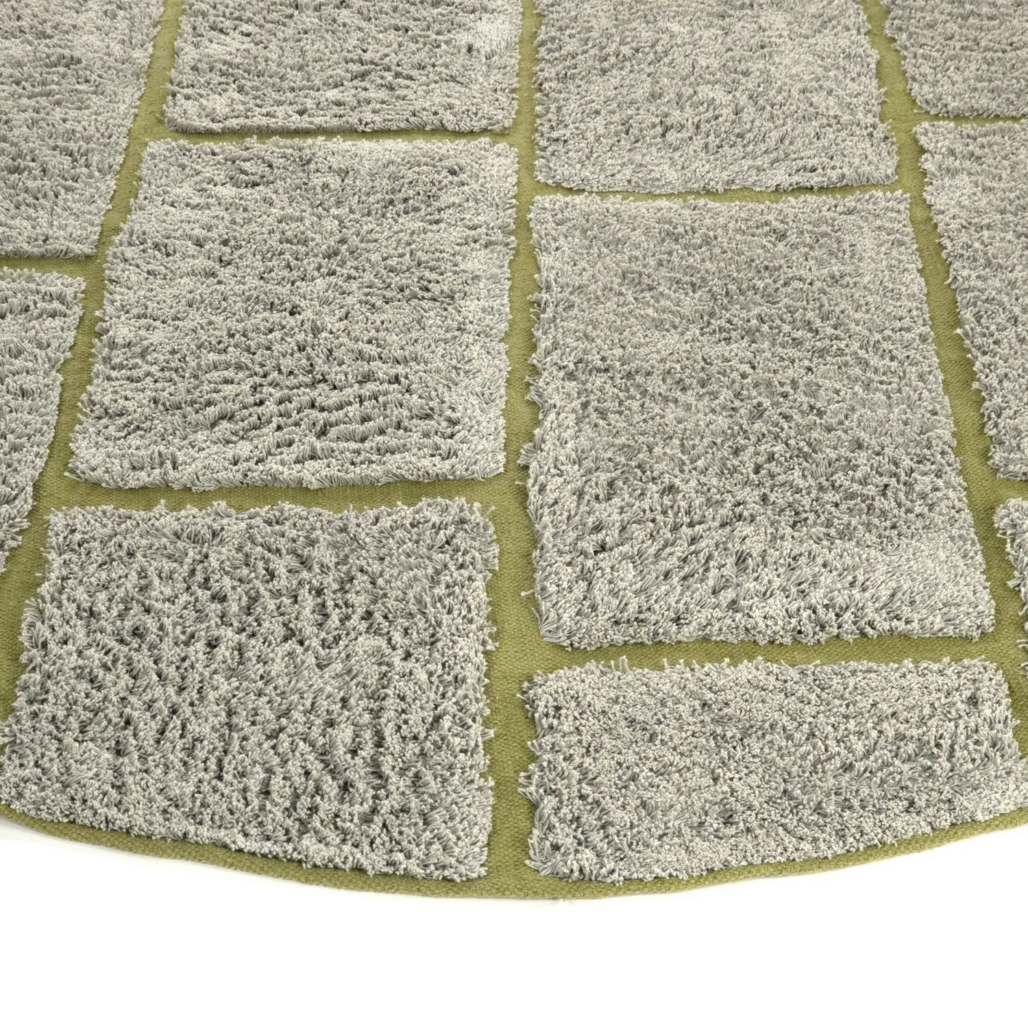 Round rug - Lindley Natural Cotton Shaggy (greige/green)
