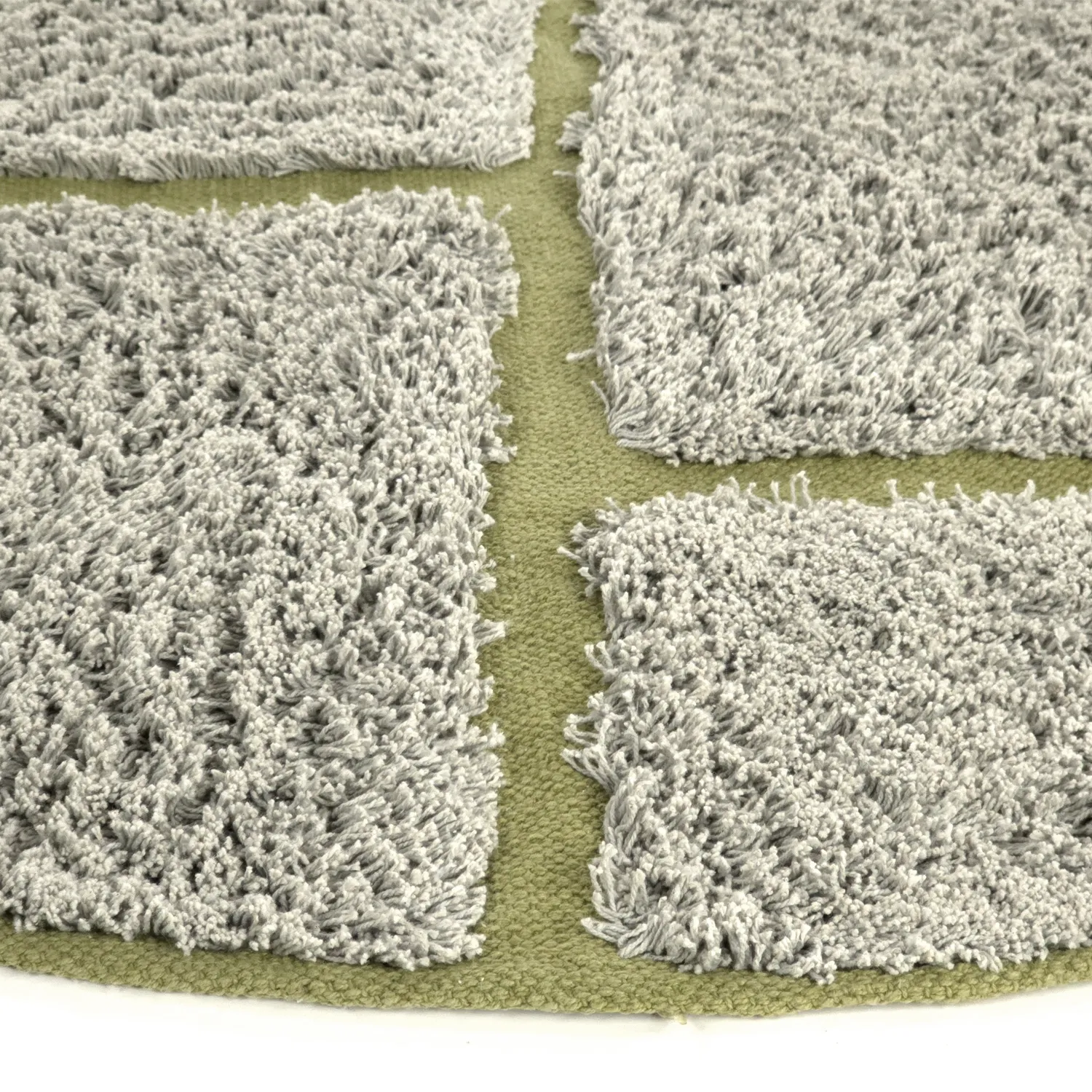 Round rug - Lindley Natural Cotton Shaggy (greige/green)