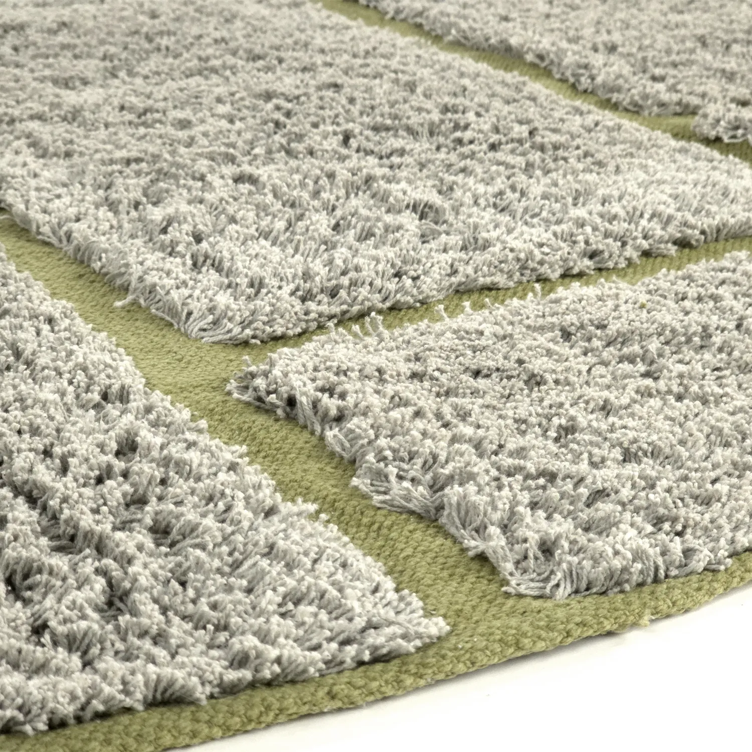 Round rug - Lindley Natural Cotton Shaggy (greige/green)
