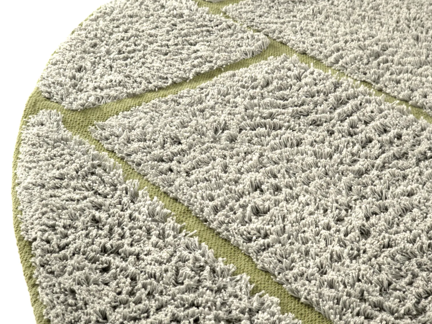 Round rug - Lindley Natural Cotton Shaggy (greige/green)