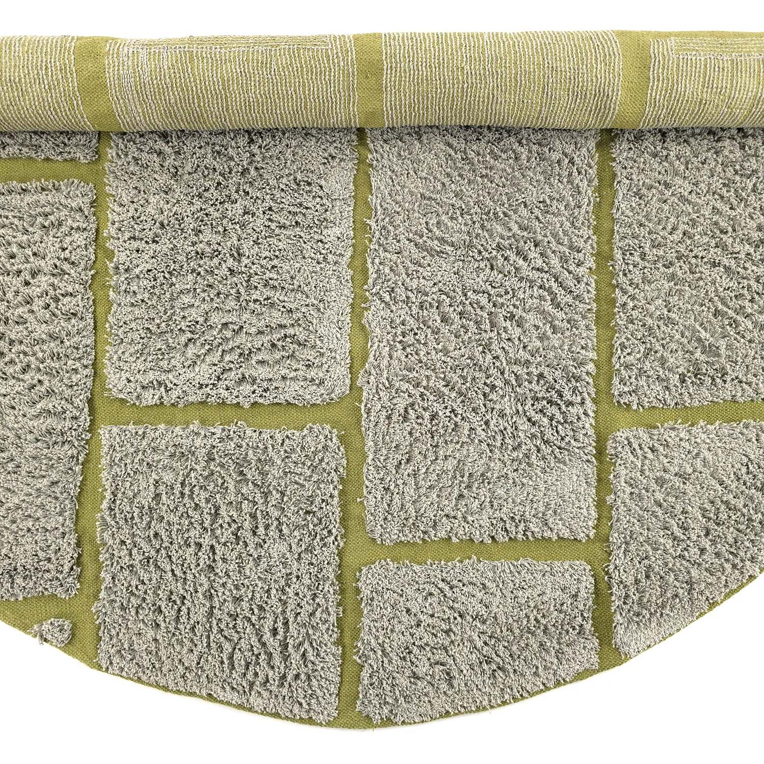 Round rug - Lindley Natural Cotton Shaggy (greige/green)