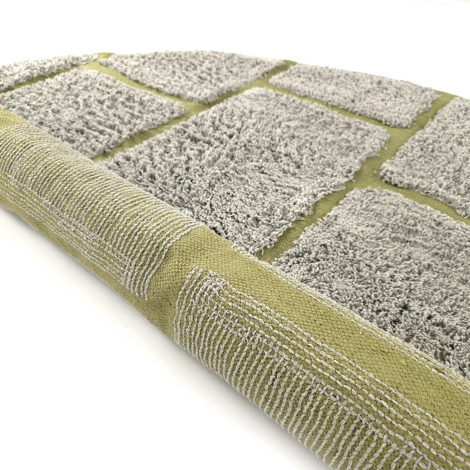 Round rug - Lindley Natural Cotton Shaggy (greige/green)