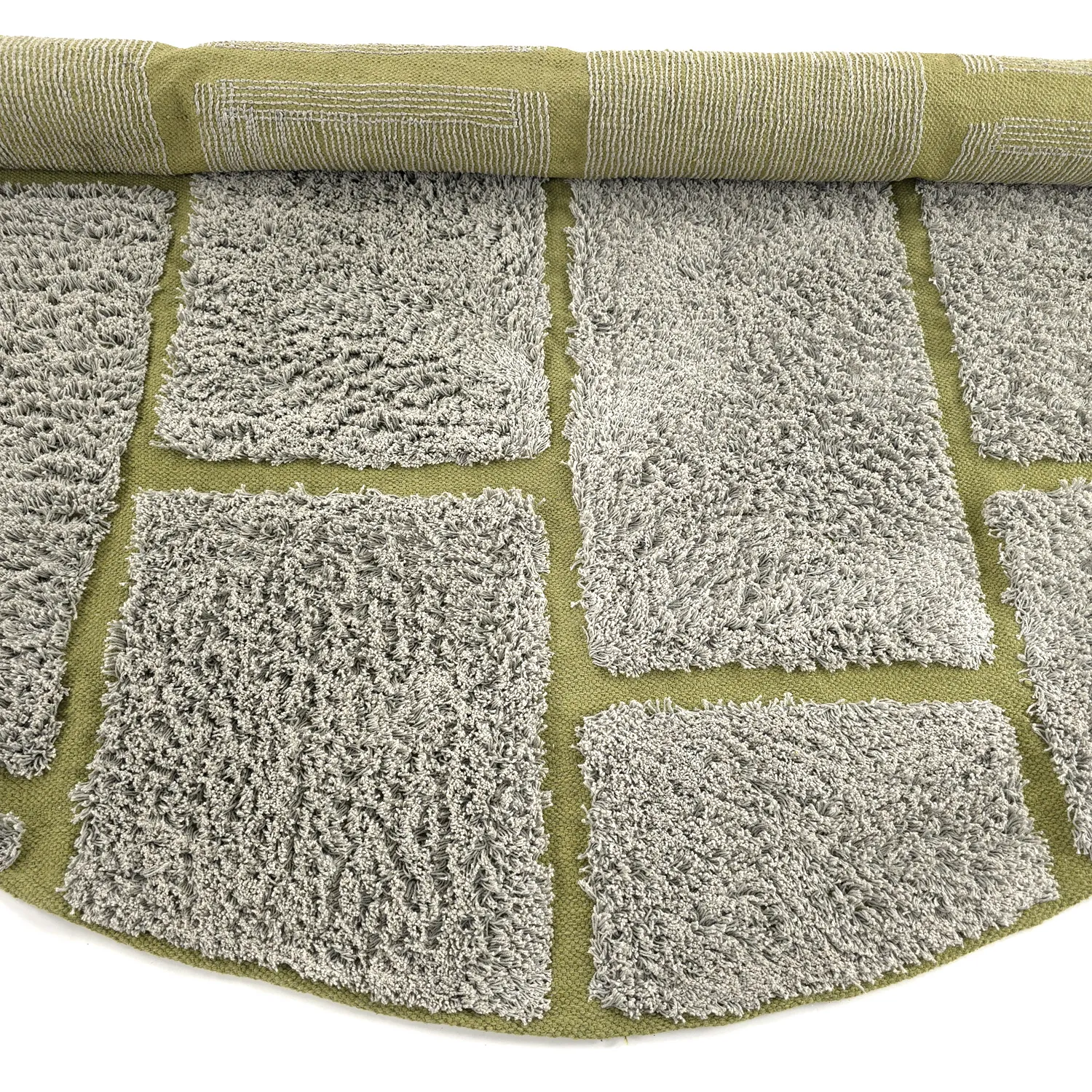 Round rug - Lindley Natural Cotton Shaggy (greige/green)