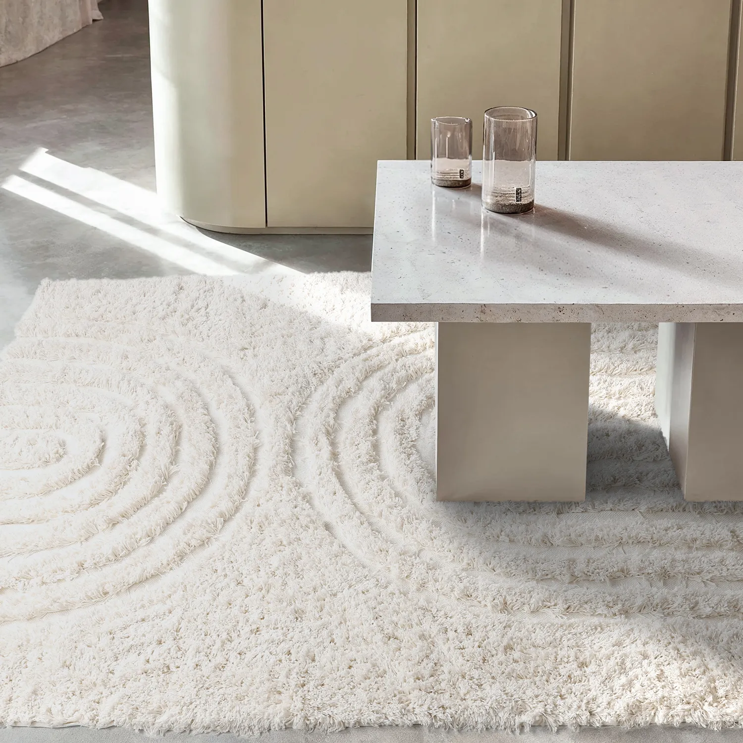 Shaggy rugs - Lindos Natural Cotton Shaggy (white)