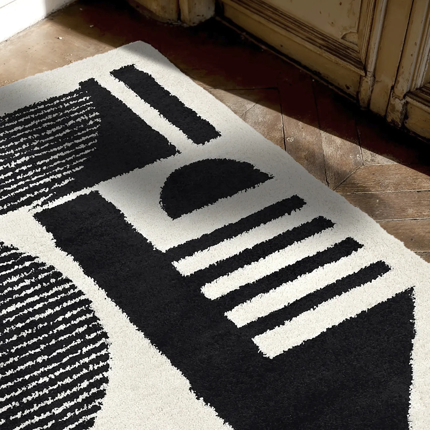 Shaggy rugs - Maron (black/white)