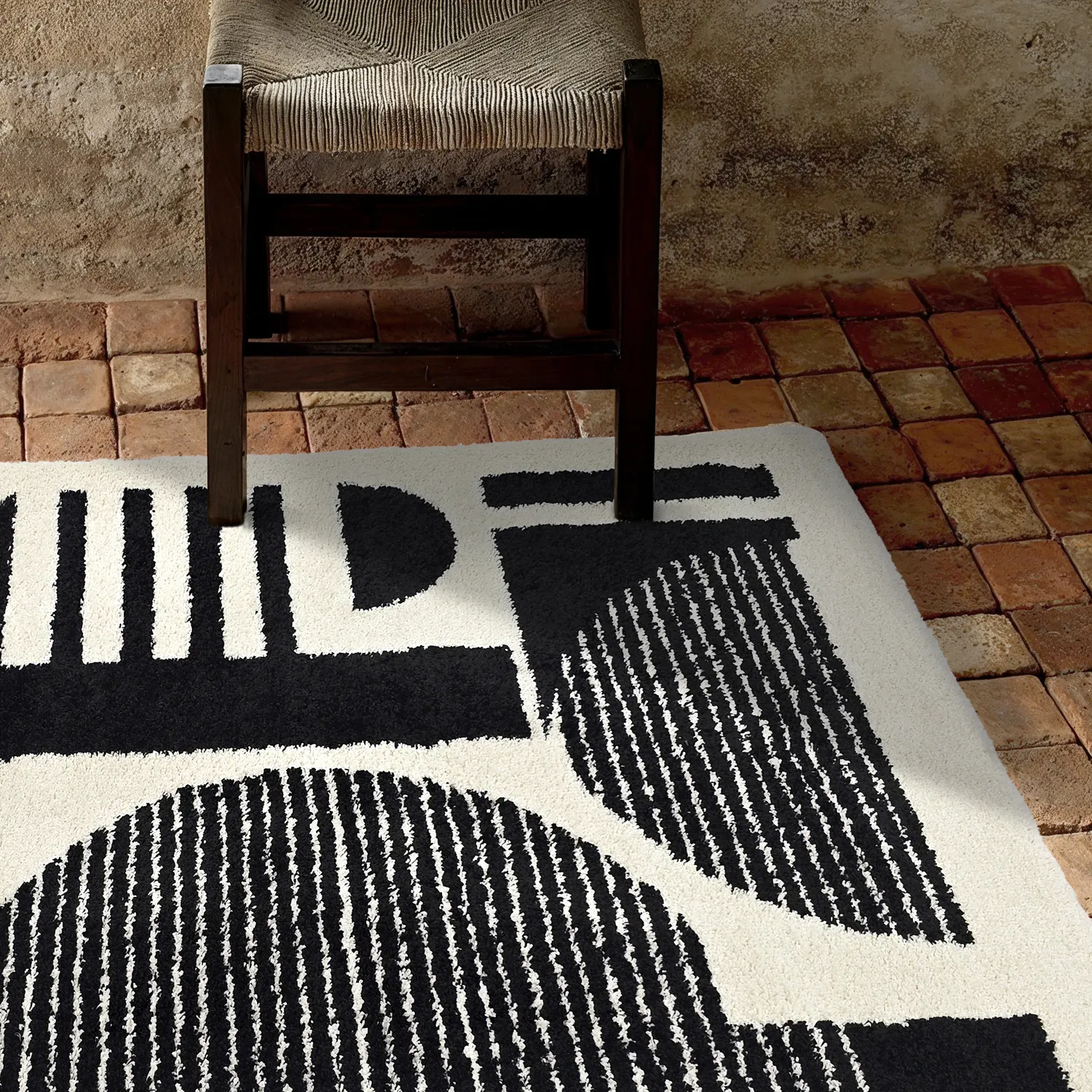 Shaggy rugs - Maron (black/white)